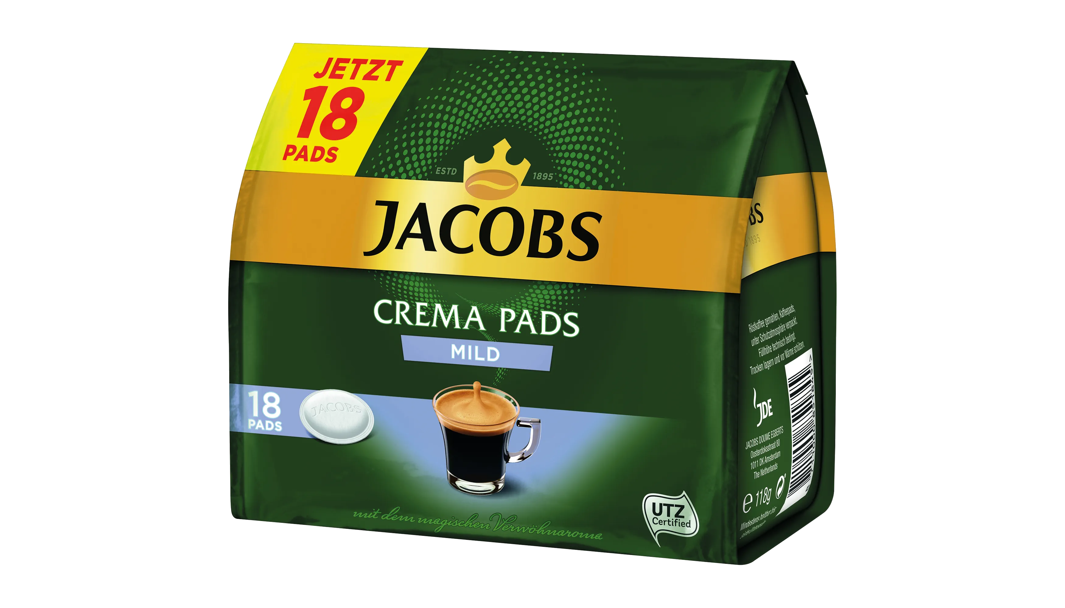 JACOBS Kaffeepads Crema Mild 18x6,5g=1Pack