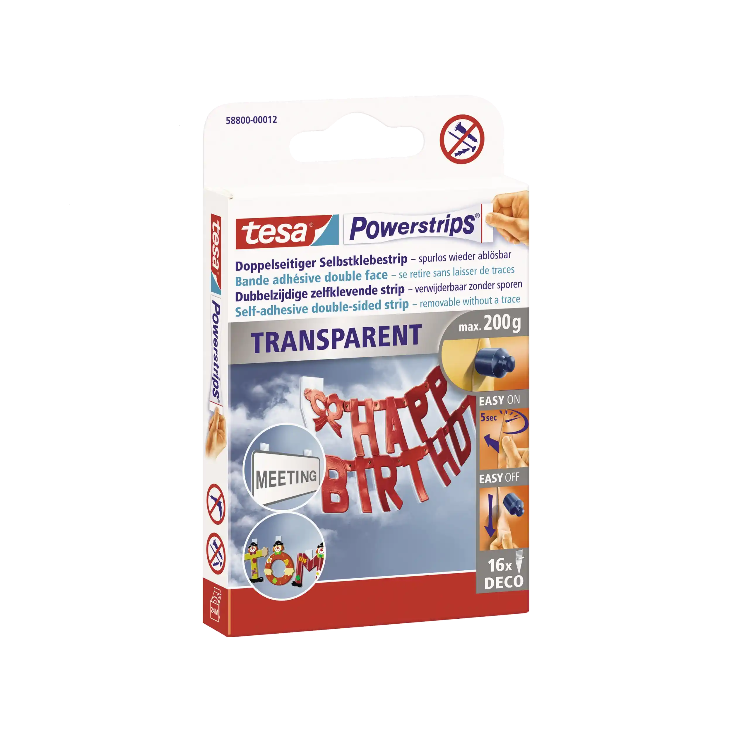 TESA Powerstrips DECO transparent PA=16Stück