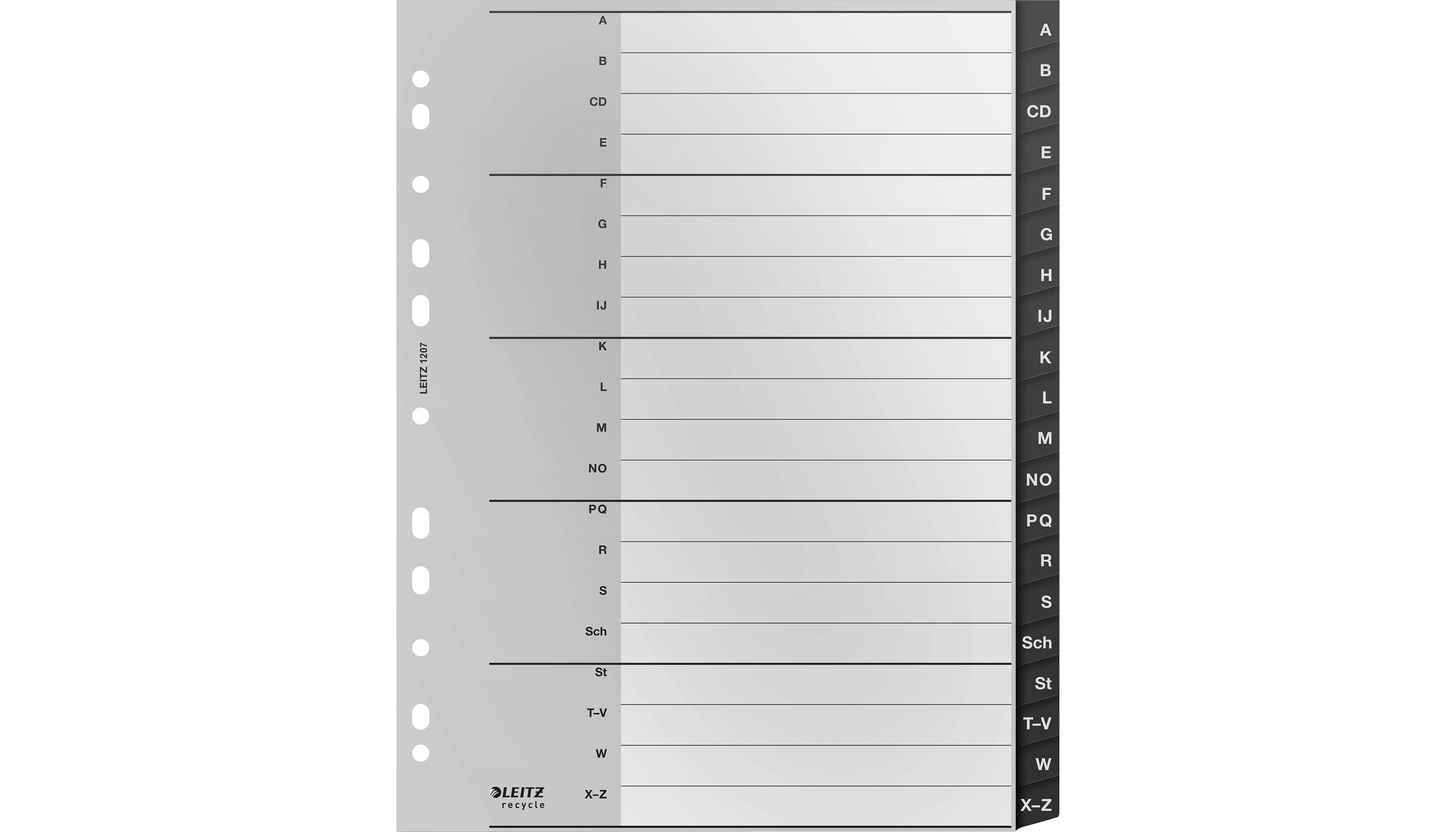 LEITZ Register A-Z Recycle DIN A4 Überbreite volle Höhe 23,8 x 29,7 cm (B x H) Kunststoff schwarz
