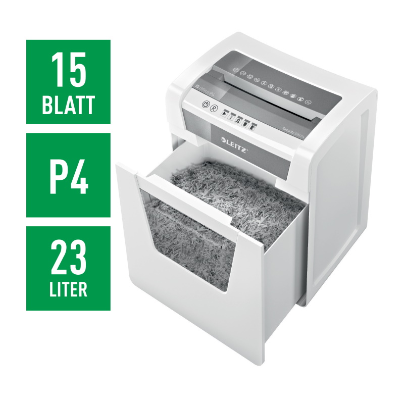 LEITZ Aktenvernichter IQ Office  Partikelschnitt P-4 weiß