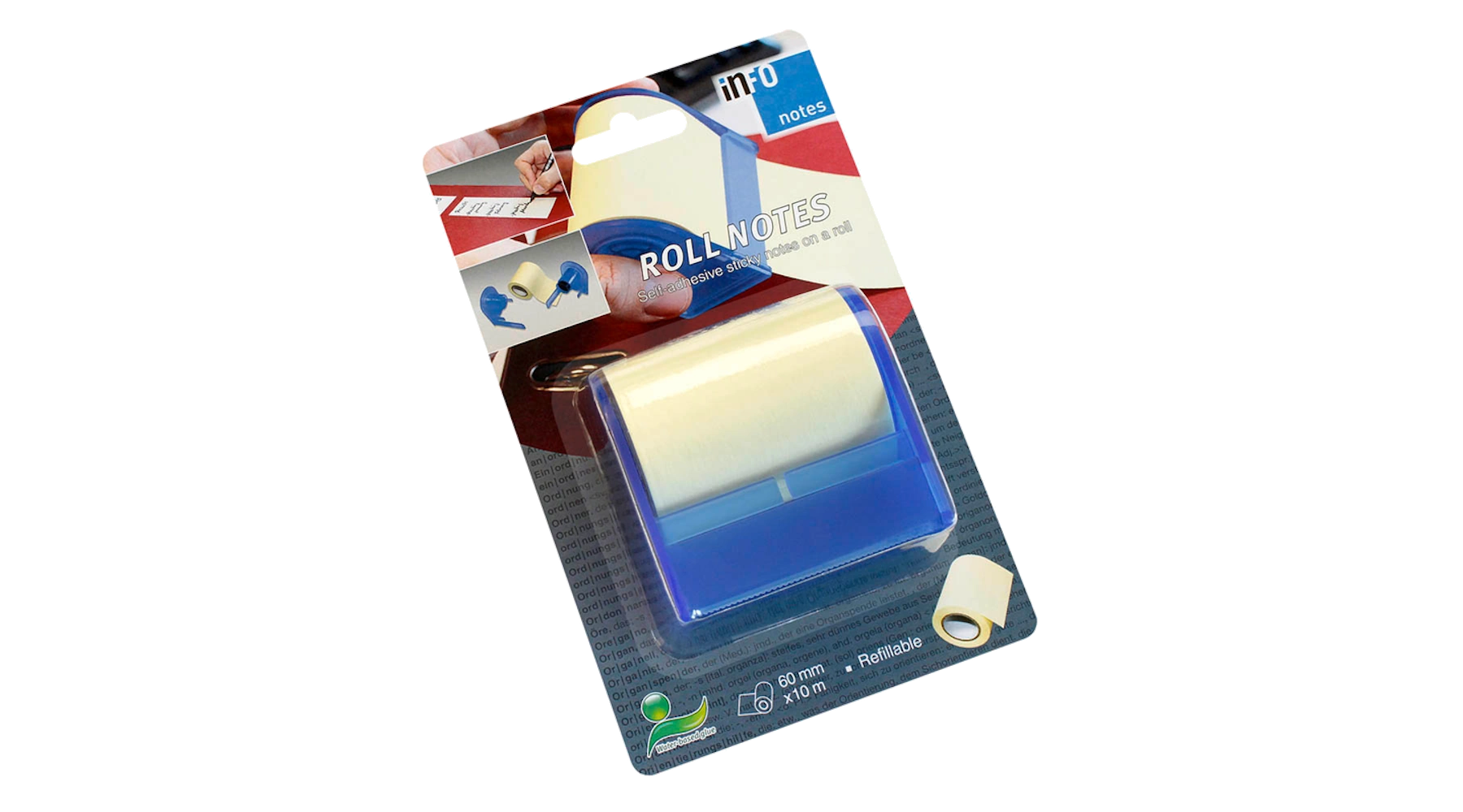 inFO Spender Haftnotizen-Rolle 6 cm x 10 m (B x L) 70 g/m² Papier gelb