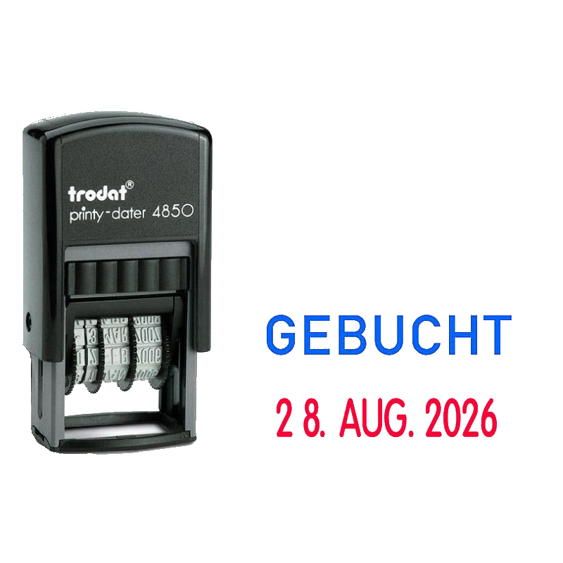 TRODAT® Datumstempel Printy™ 4850 GEBUCHT 23 x 12 mm (B x H) blau/rot