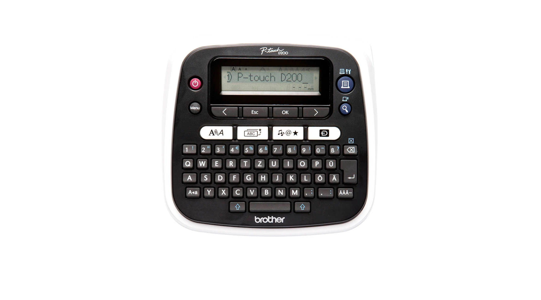 BROTHER Beschriftungsgerät PT-D200BWVP mit QWERTZ-Tastatur schwarz/weiß