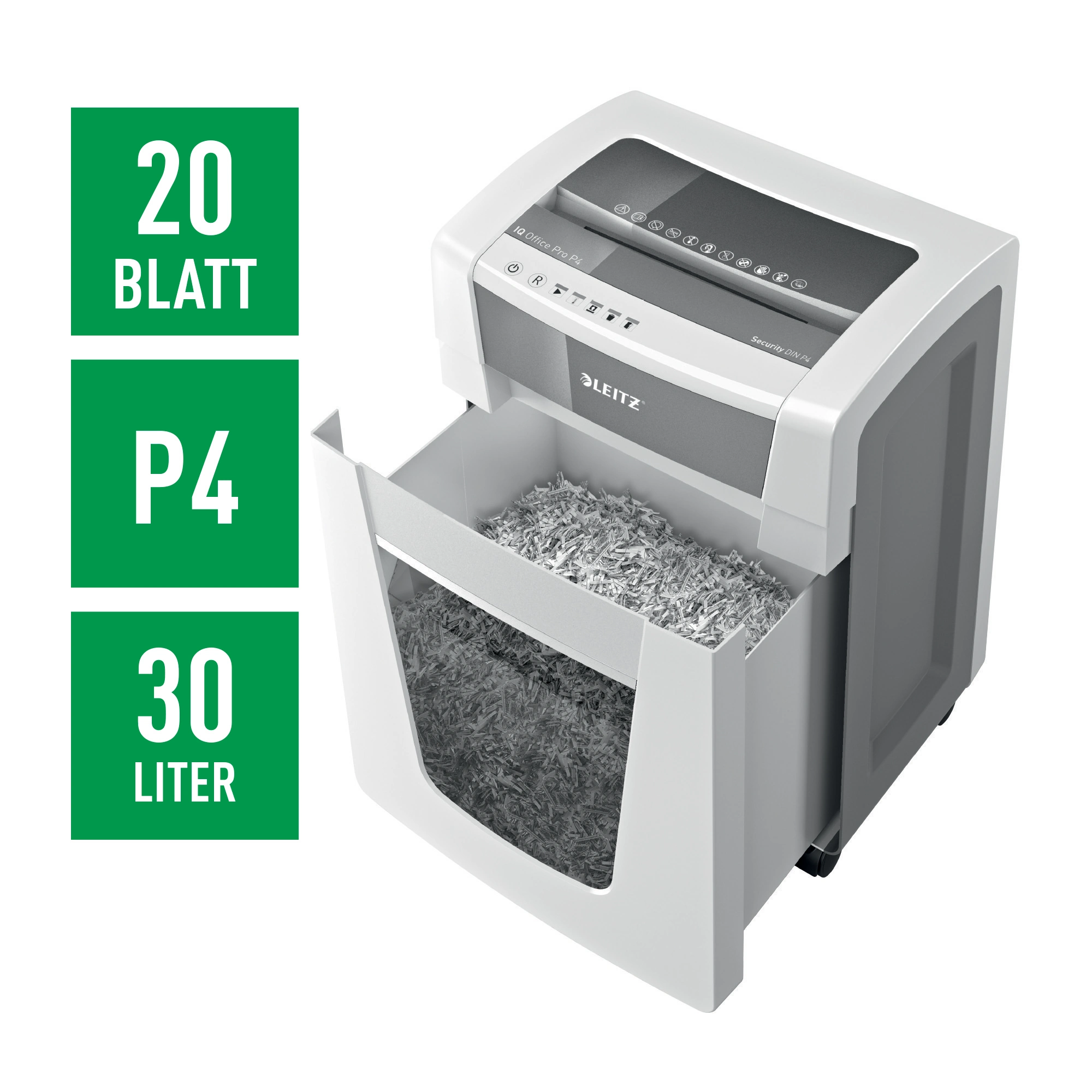 LEITZ Aktenvernichter IQ Office Pro  Partikelschnitt P-4 weiß
