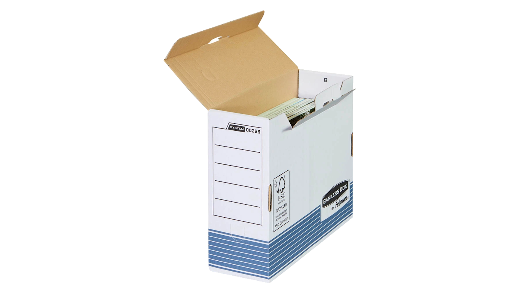 BANKERS BOX® Archivboxen Karton  10,8 x 26,5 x 32,7 cm (B x T x H) 10 Stück/Pack weiß/blau