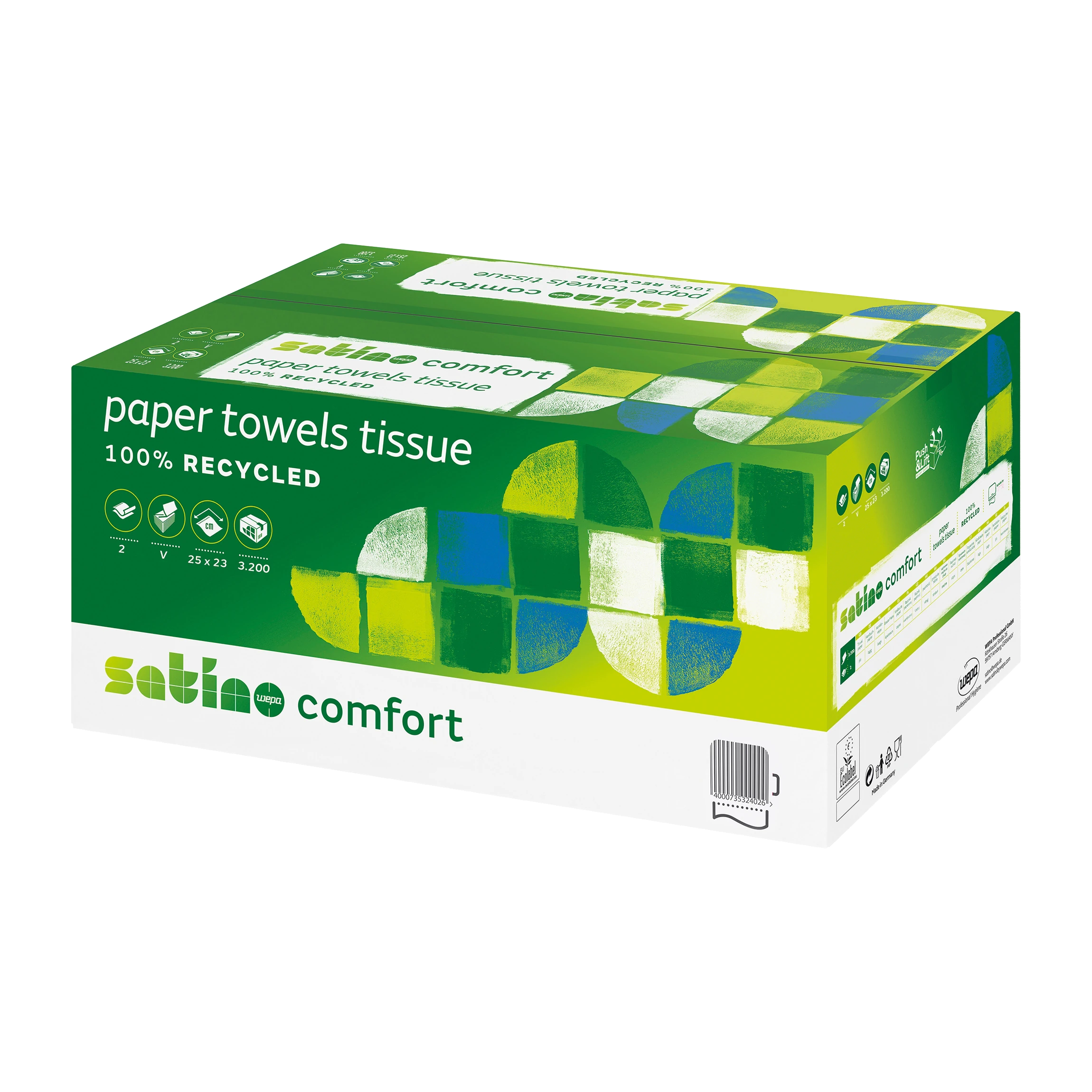 SATINO Papierhandtuch comfort 25 x 23 cm (B x L)  2-lagig 20 x 160 Blatt/Karton hochweiß