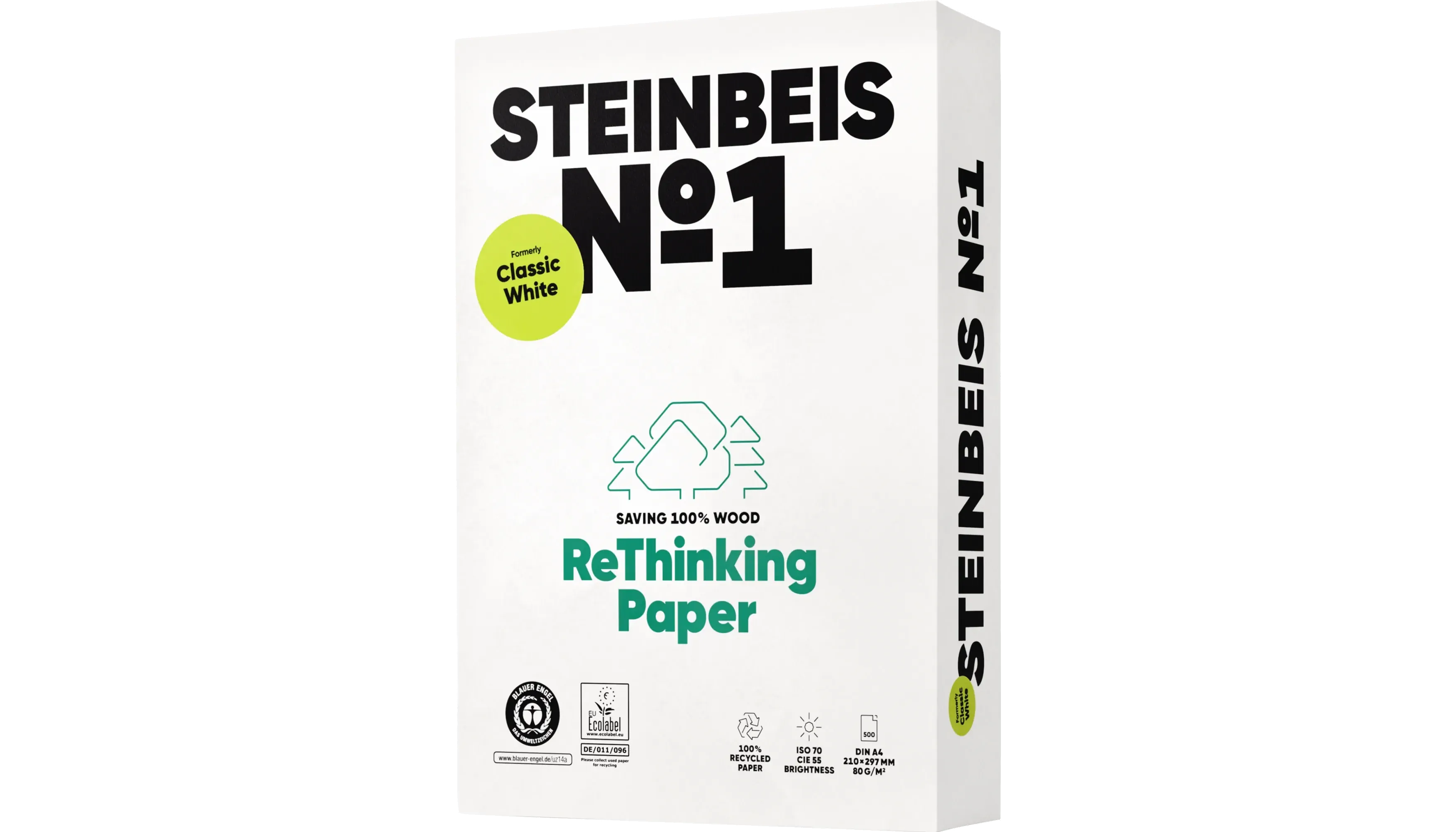 STEINBEIS Kopierpapier No.1 DIN A4 80 g/m² 500 Blatt/Pack Classic White weiß