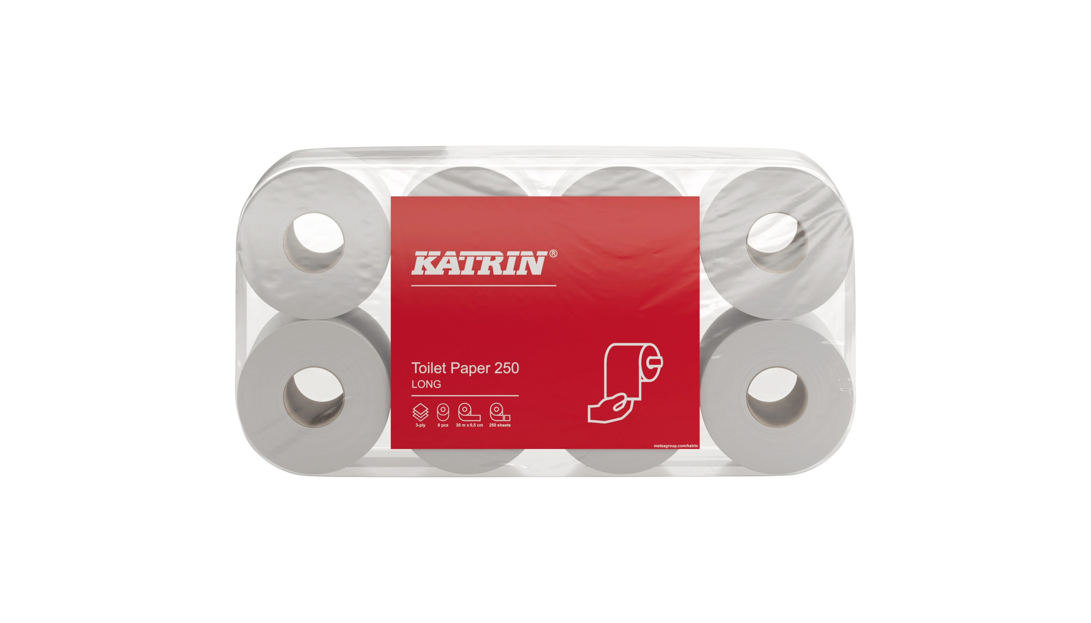 KATRIN Toilettenpapier 250 LONG 3-lagig 8 Rollen/Pack weiß