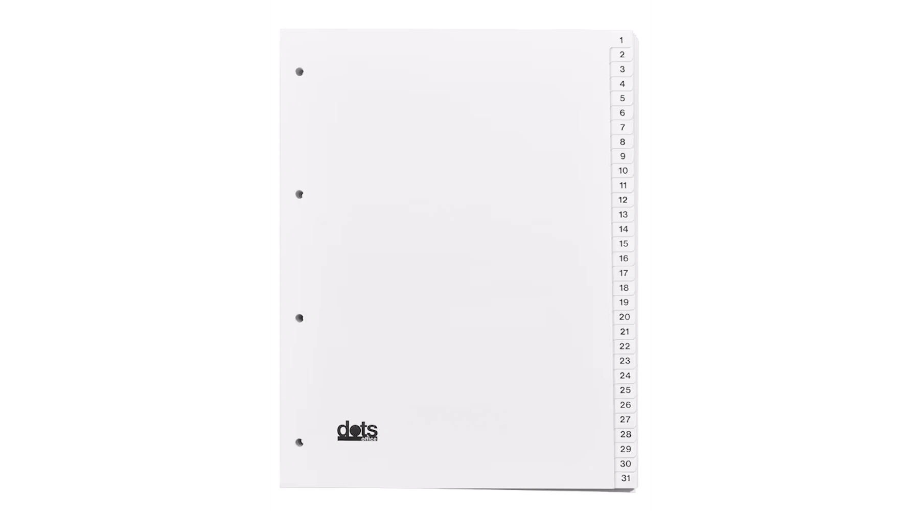 Ordnerregister Vollformat DIN A4 31-teilig 1-31 Karton 120 g/m² 5 Sätze/Pack weiß