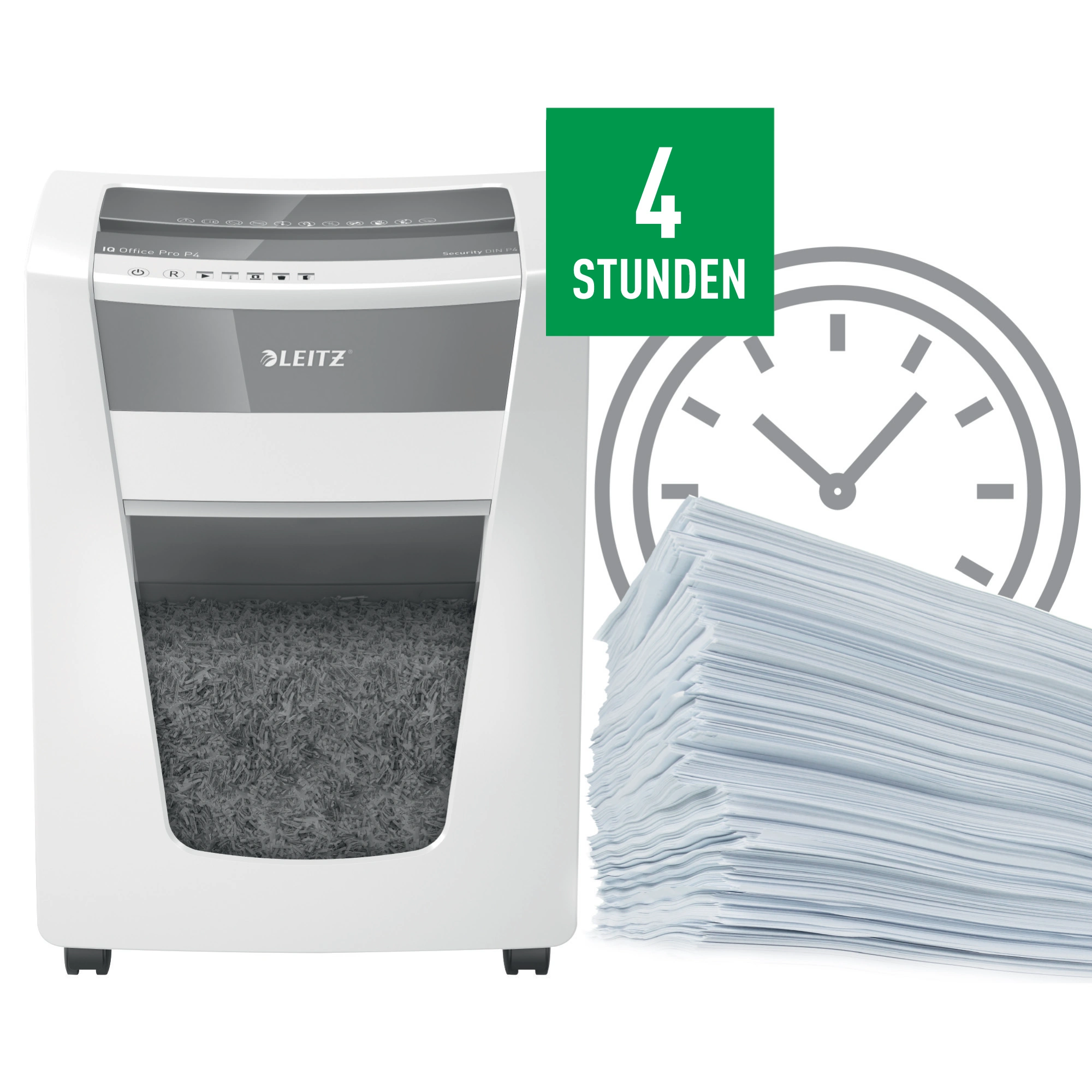 LEITZ Aktenvernichter IQ Office Pro  Partikelschnitt P-4 weiß