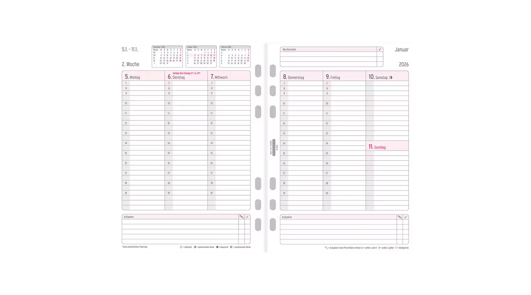 CHRONOPLAN Wochenplan Einlage Kalender 2026   1 Woche/2 Seiten DIN A5