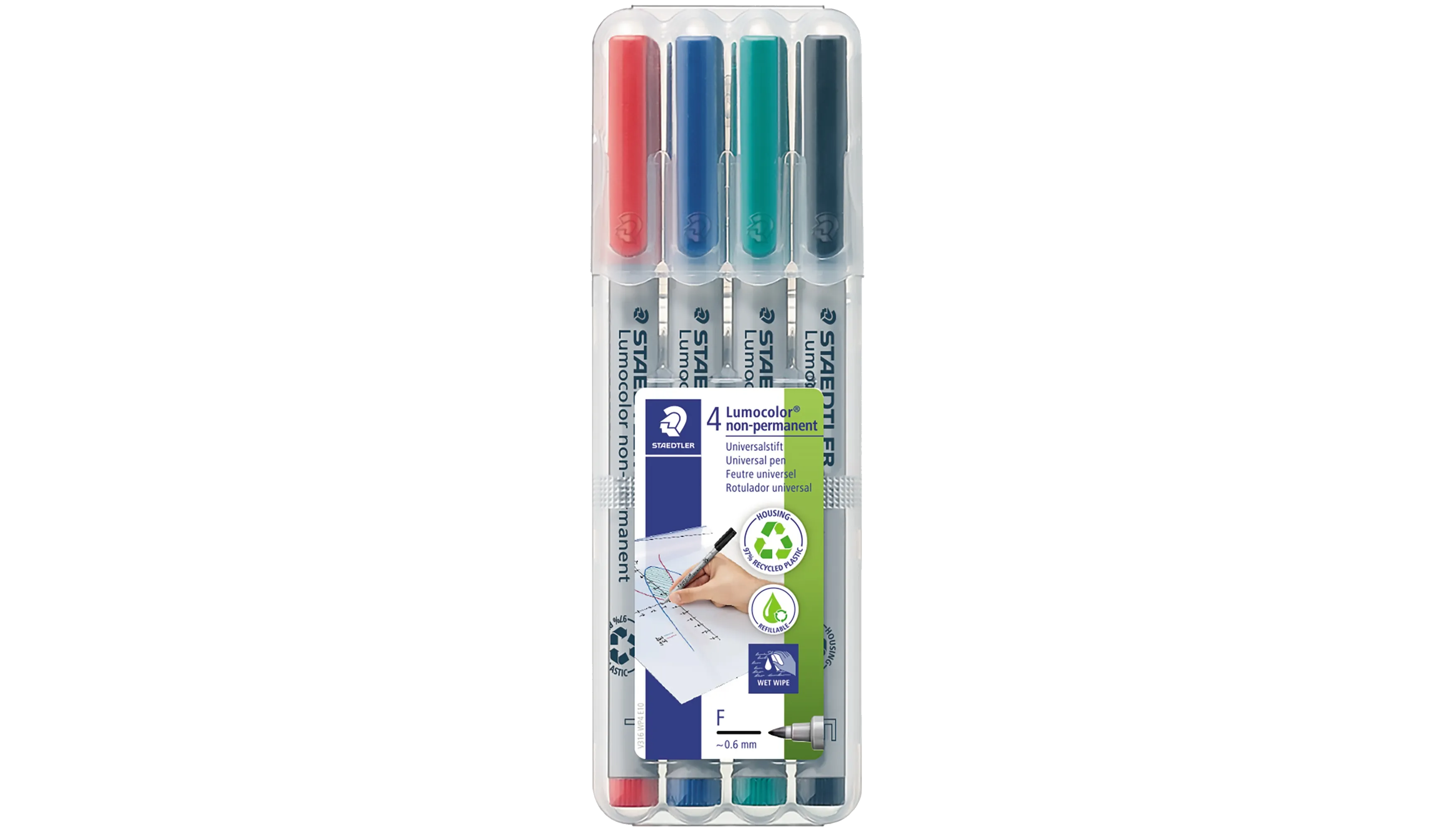 STAEDTLER Folienschreiber Lumocolor 316 WP4 0,6 mm 4 Stück/Pack farbig sortiert