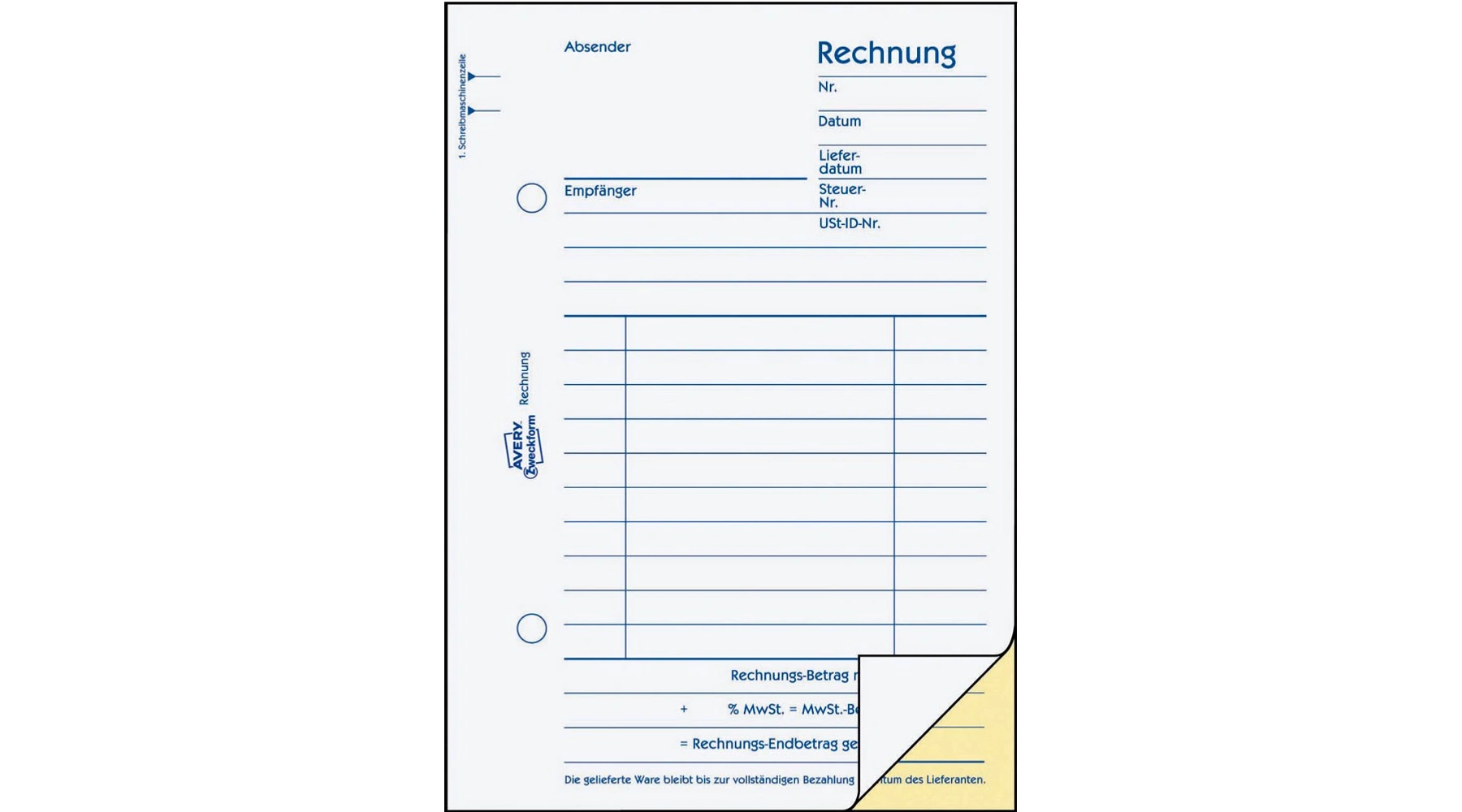 ZWECKFORM Rechnung DIN A6 1 Durchschlag 2 x 40 Blatt