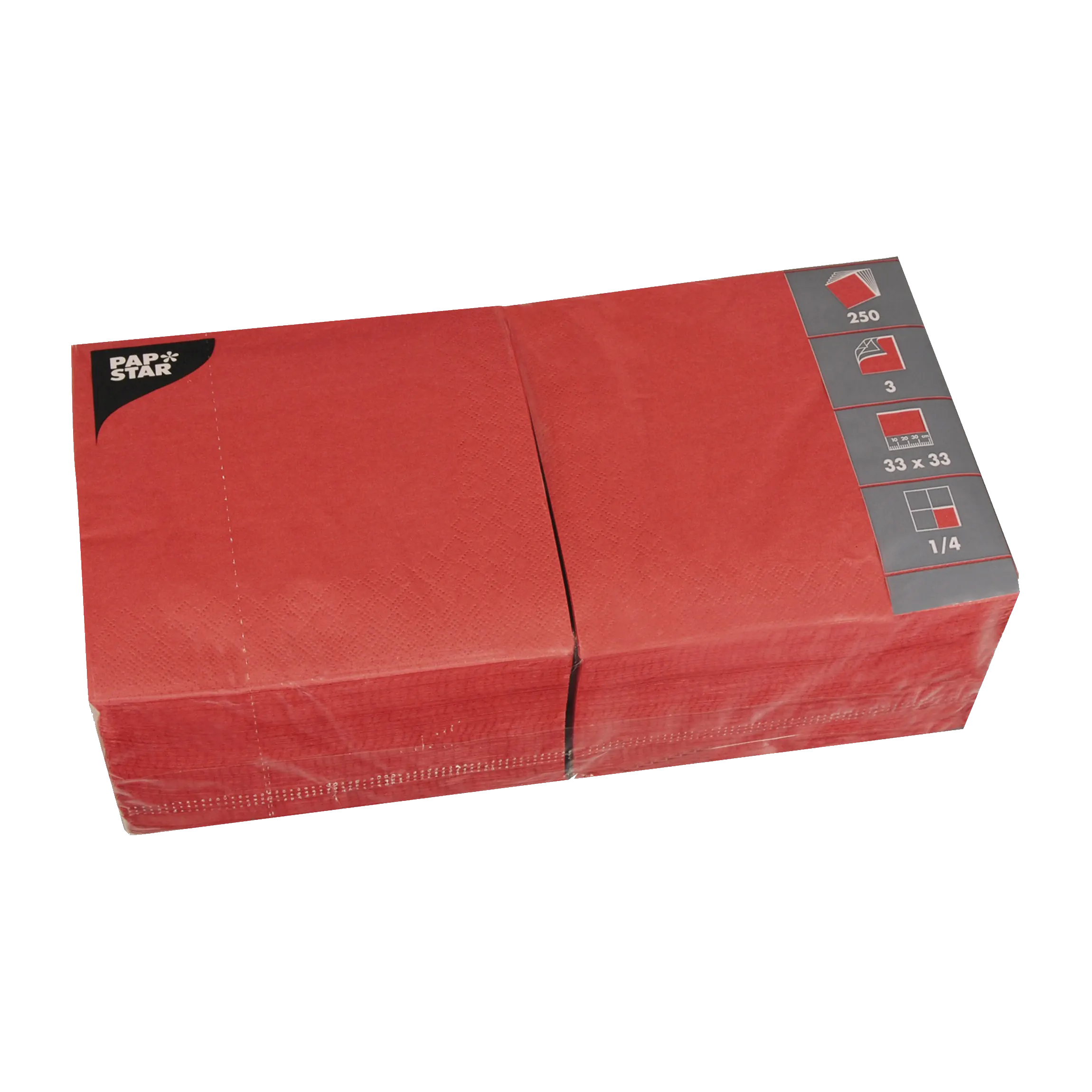 Servietten 33 x 33 cm 3-lagig rot  250 Stück/Pack