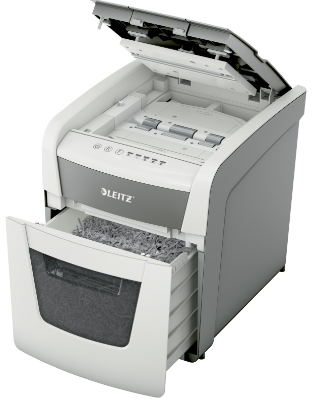 LEITZ Aktenvernichter IQ Autofeed Small Office 50 Partikelschnitt P-4 weiß
