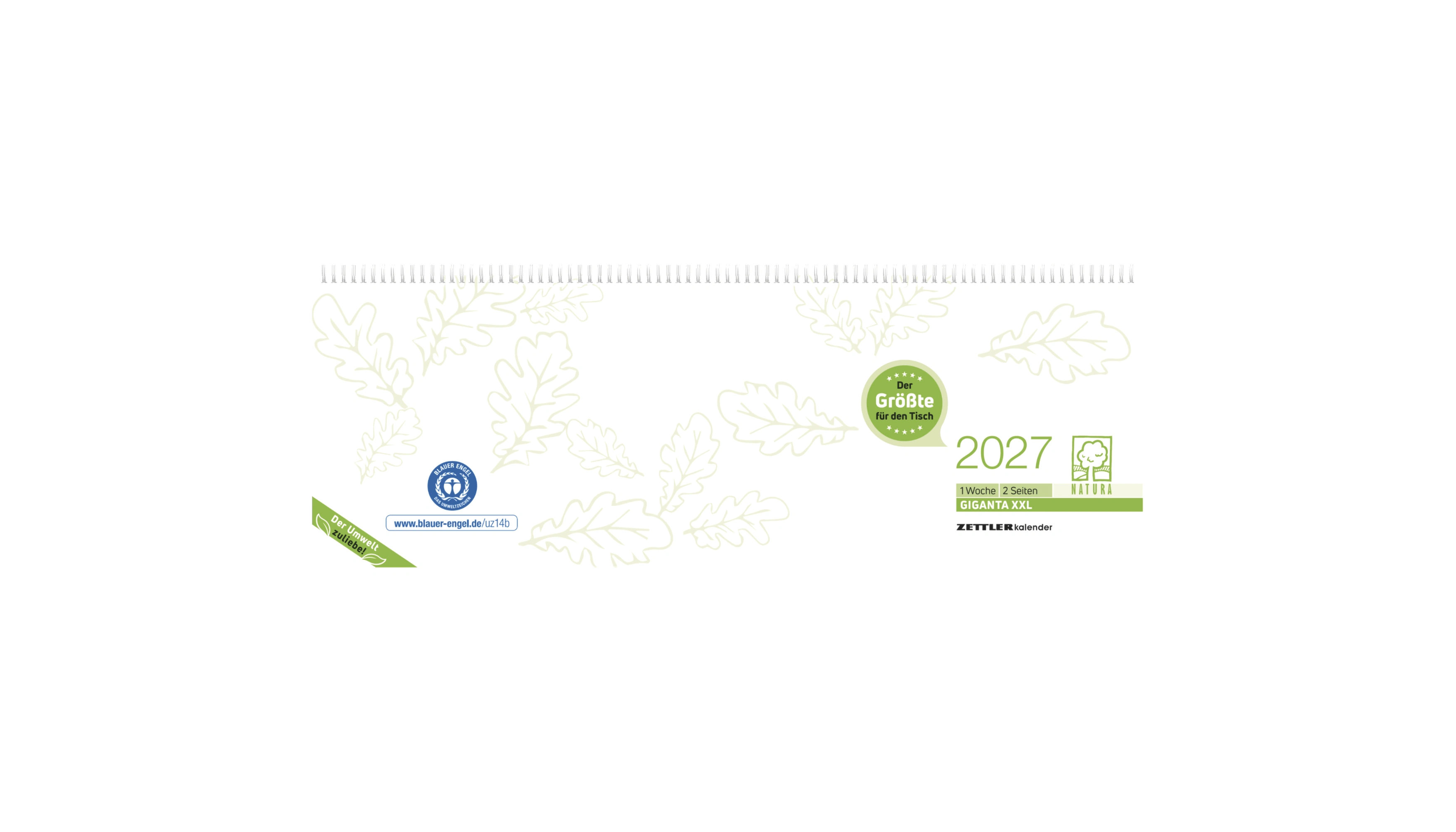 ZETTLER Querkalender Giganta 2027 1 Woche/2 Seiten 42,2 x 14,8 cm (B x H) grün