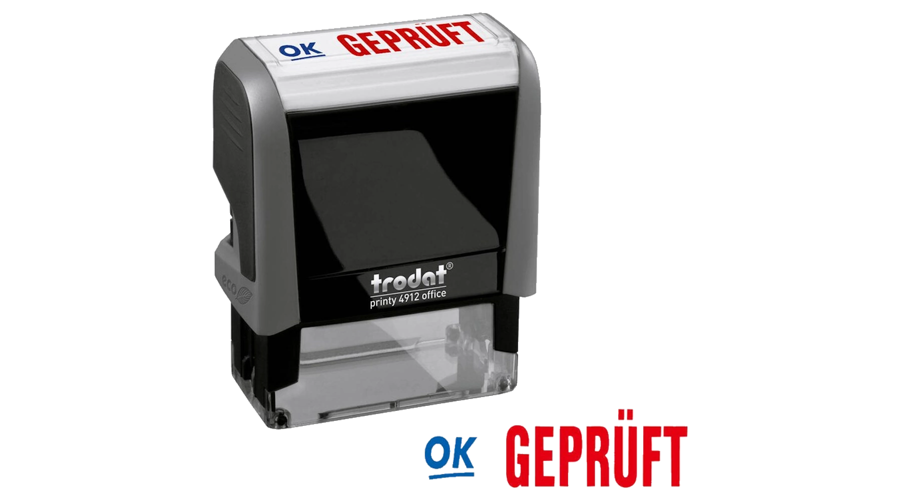 TRODAT® Textstempel Office Printy™ 4912 47 x 18 mm (B x H) "GEPRÜFT" blau/rot