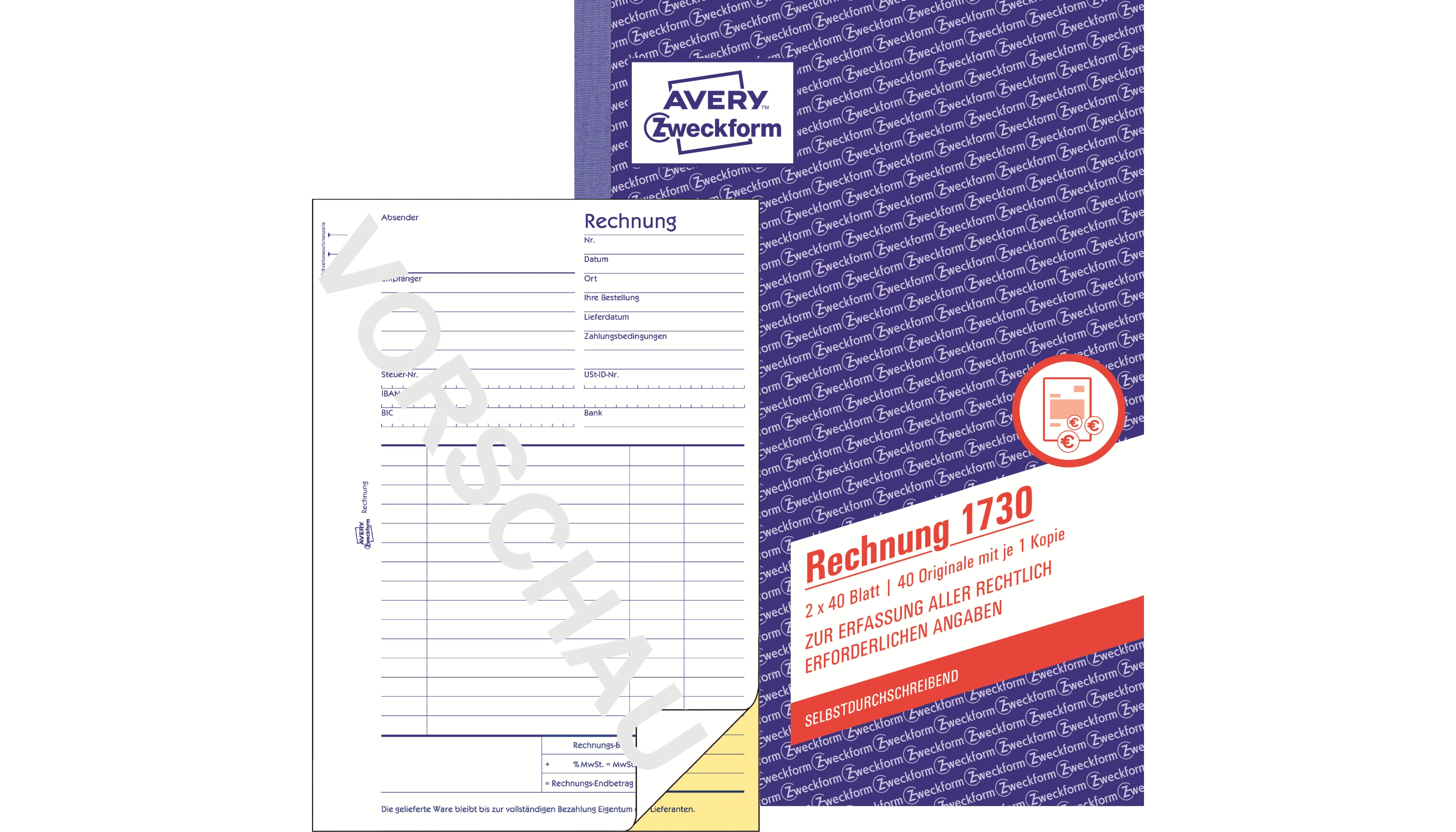 AVERY ZWECKFORM Rechnung DIN A5 1 Durchschlag 2 x 40 Blatt