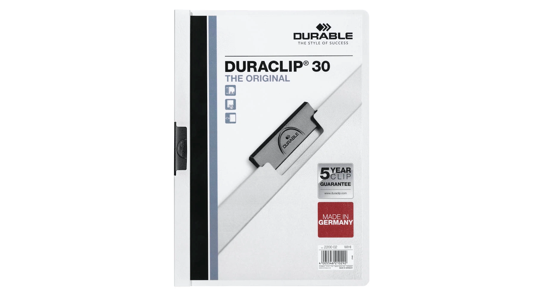 DURABLE Klemmmappe DURACLIP® 30 DIN A4 weiß