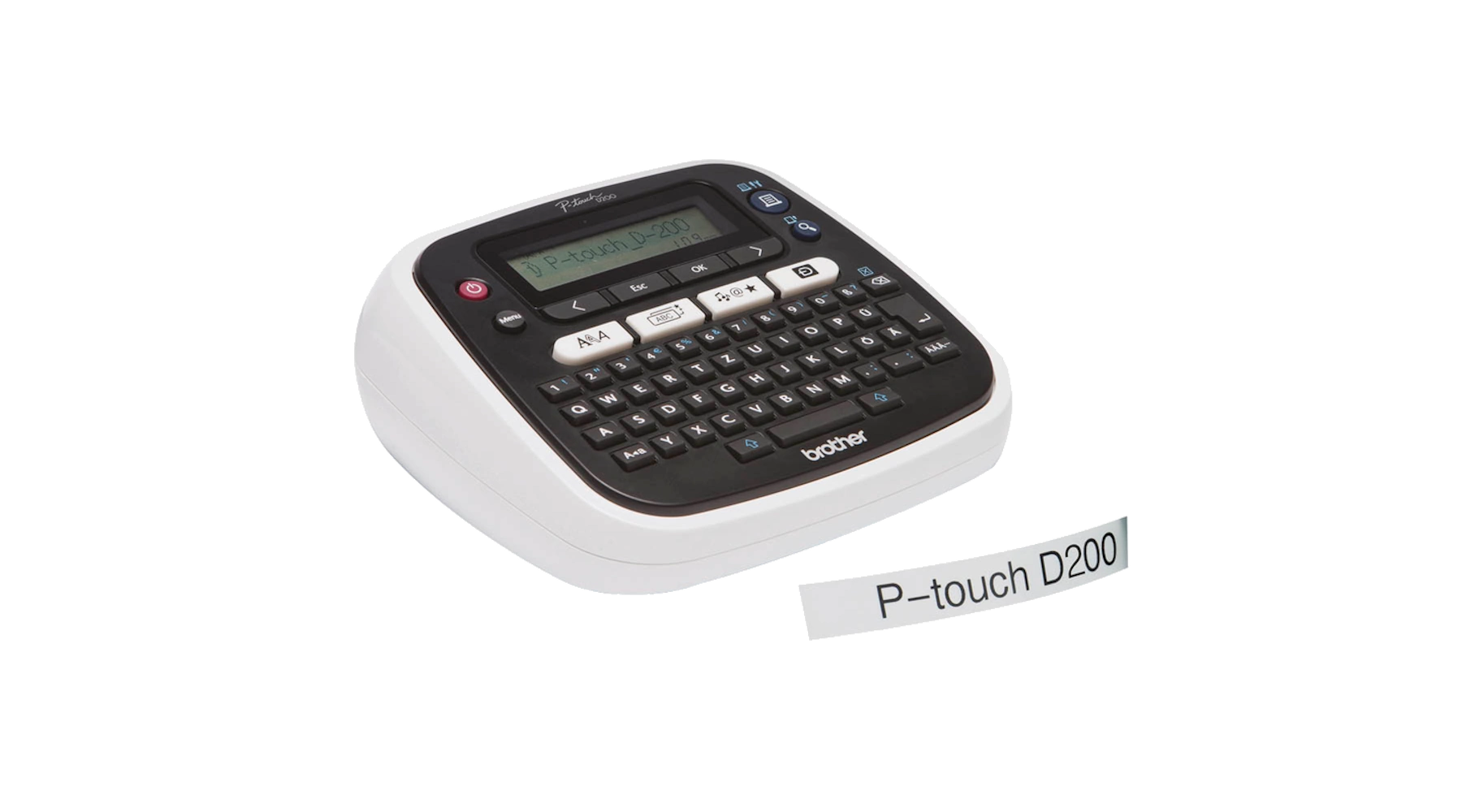 BROTHER Beschriftungsgerät PT-D200BWVP mit QWERTZ-Tastatur schwarz/weiß