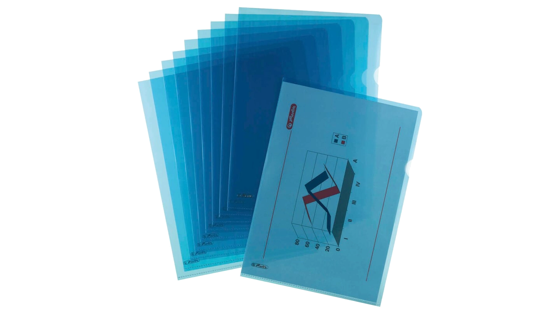 HERLITZ Sichthüllen DIN A4 0,19 mm genarbt 10 Stück/Pack blau
