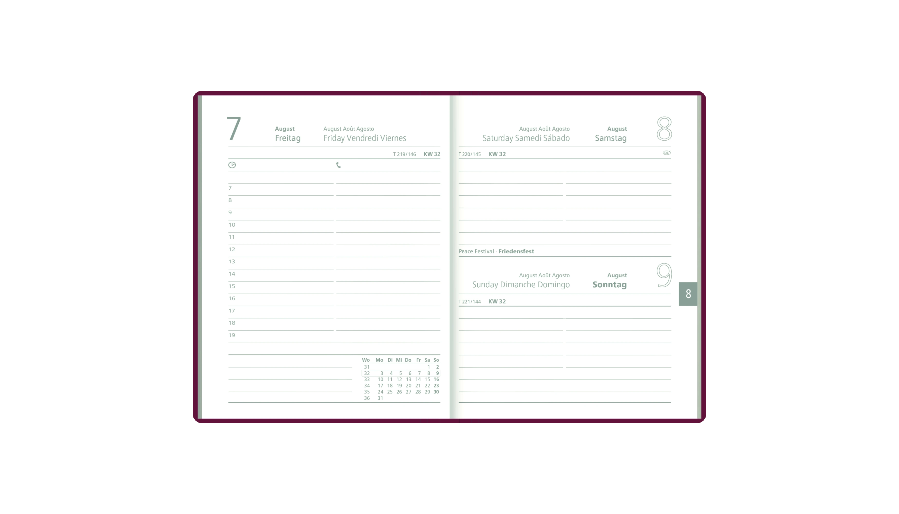 ZETTLER Taschenkalender 2027 1 Tag/1 Seite  9,8 x 14,5 cm (B x H) 400 Seiten farbig sortiert