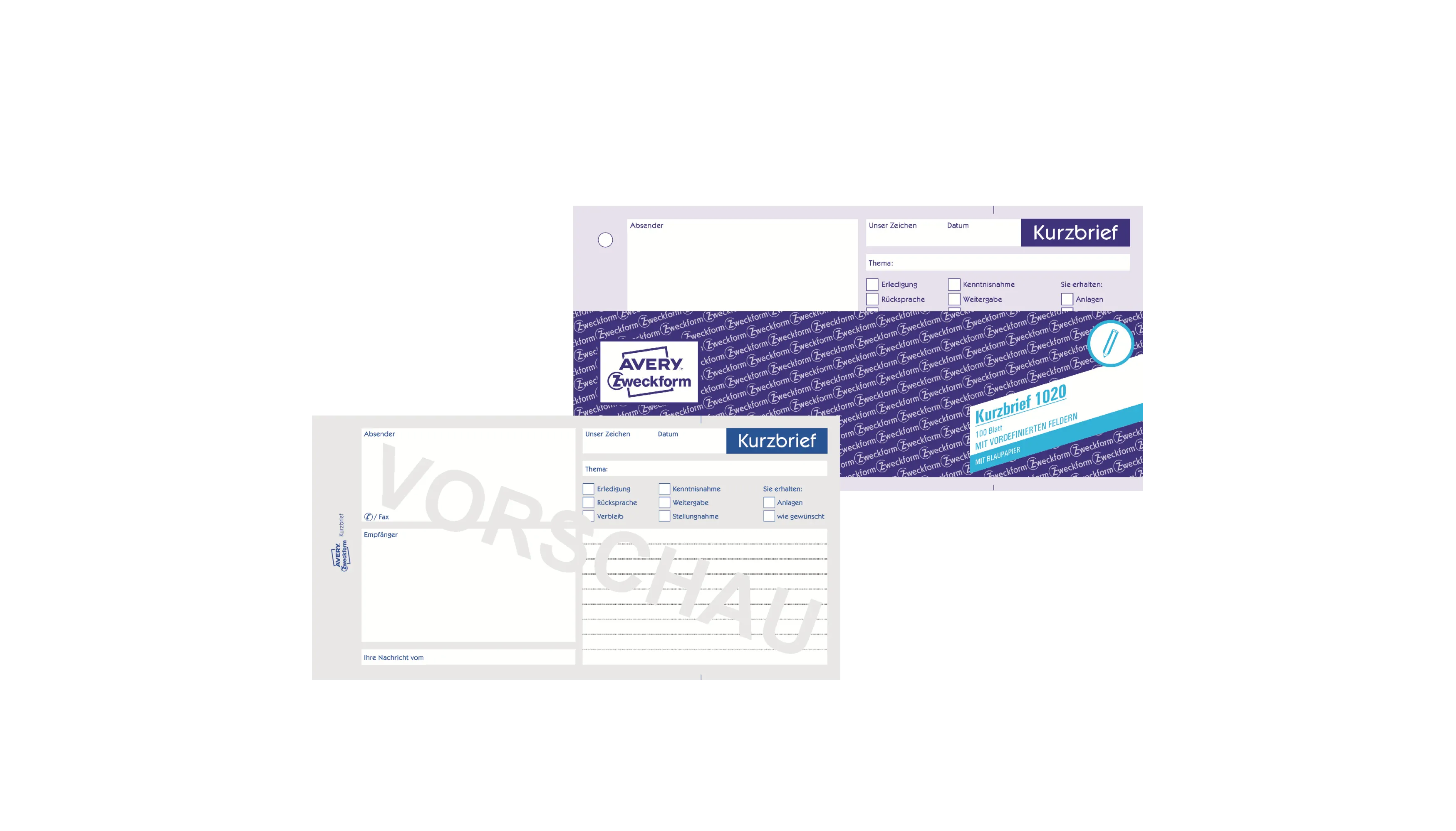 AVERY ZWECKFORM Kurzbrief 1/3 DIN A4 100 Blatt