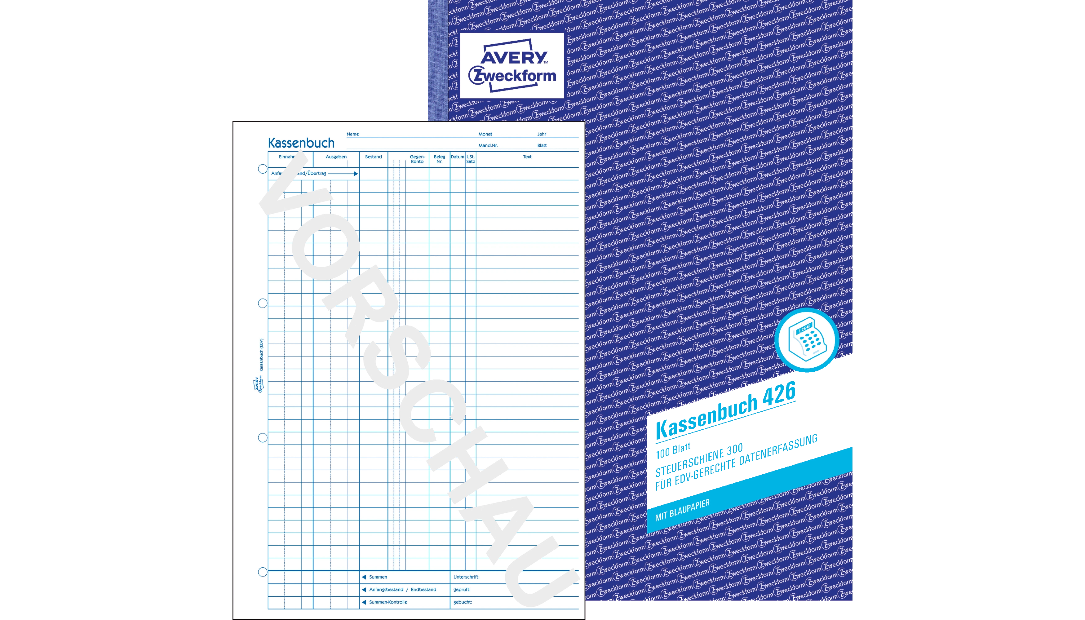 AVERY ZWECKFORM Kassenbuch EDV DIN A4  100 Blatt