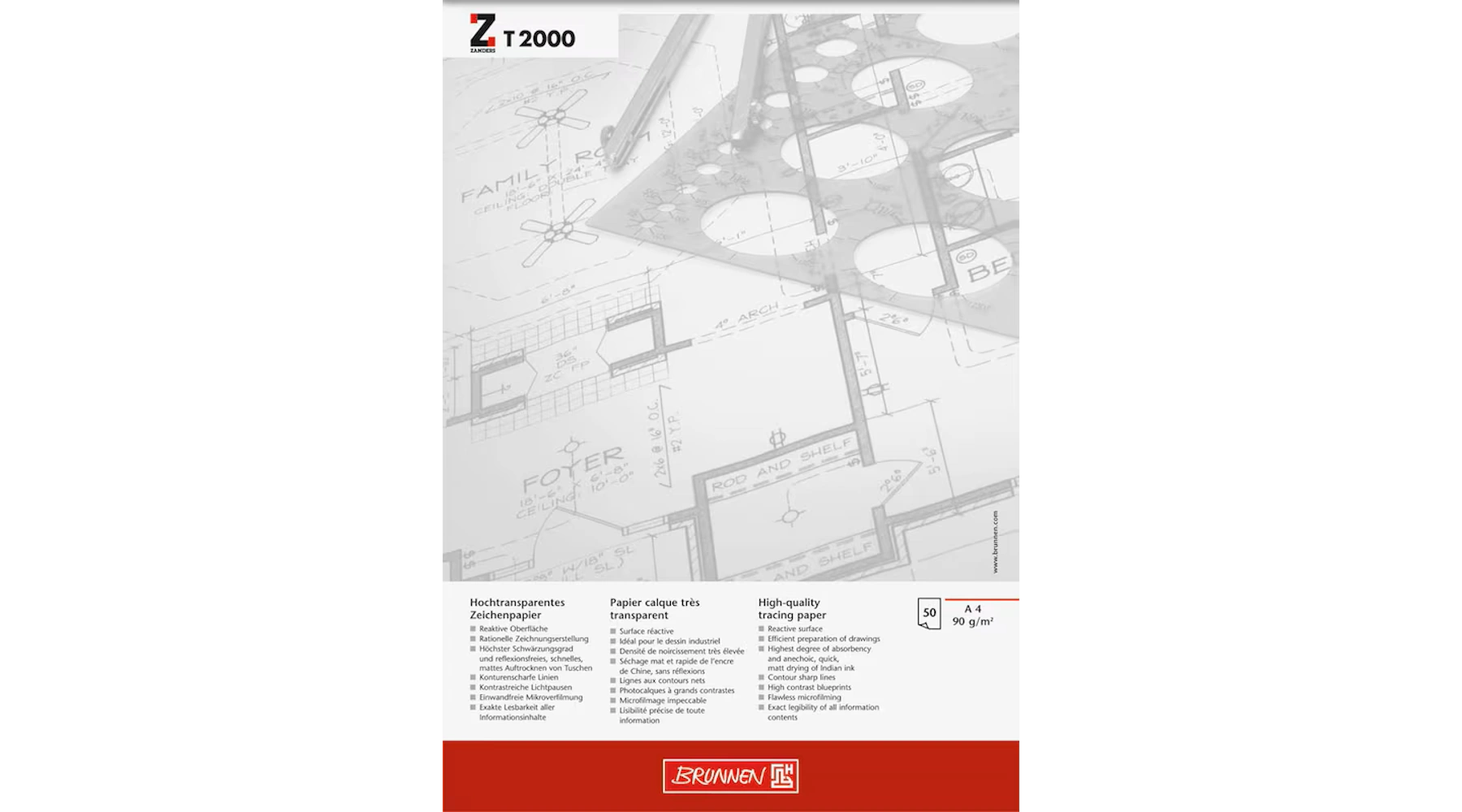BRUNNEN Transparentpapier DIN A4 90 g/m² 50 Blatt