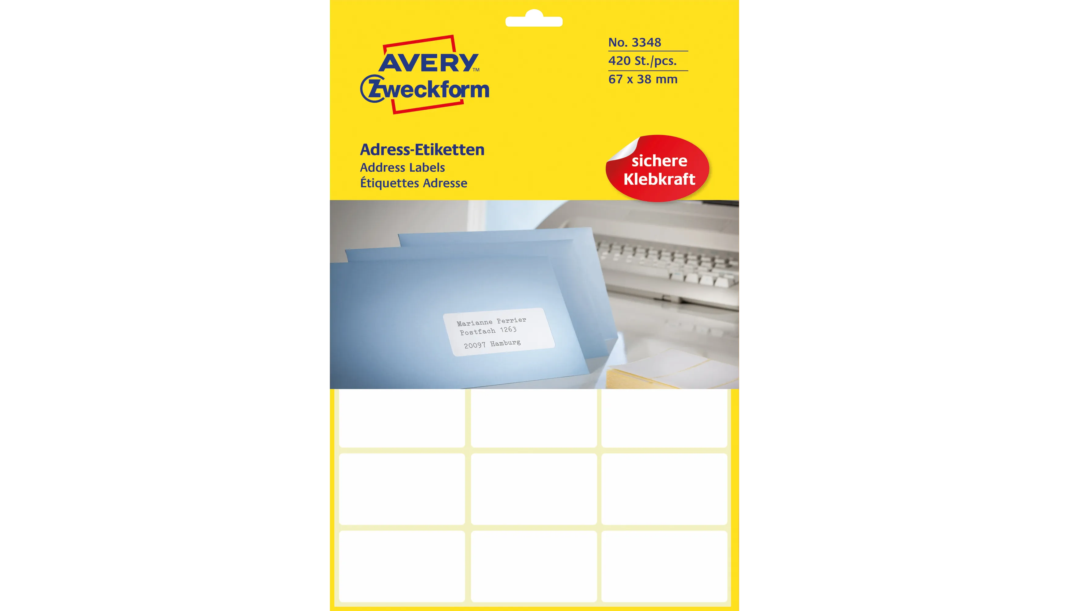 AVERY ZWECKFORM Adressetikett 67 x 38 mm (B x H) 420 Etiketten/Pack Papier weiß