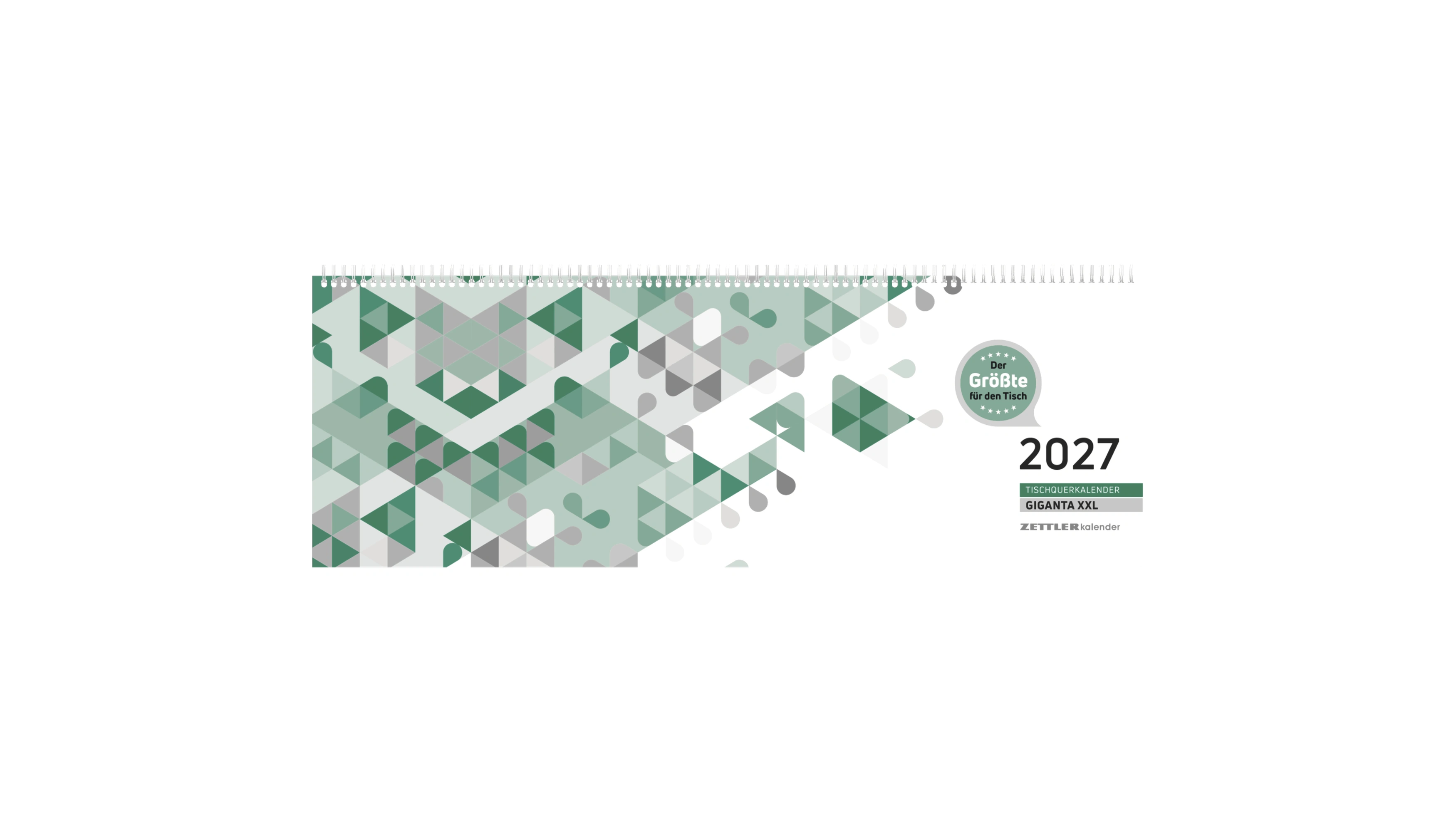 ZETTLER Querkalender Giganta XXL 2027 1 Woche/2 Seiten 42,2 x 14,8 cm (B x H) grau/grün