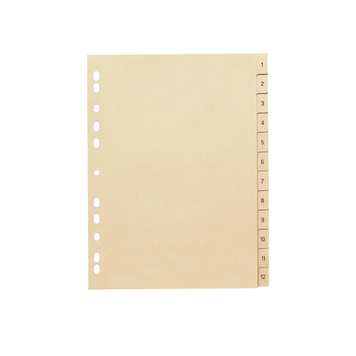 Ordnerregister Vollformat DIN A4 12-teilig 1-12 110 g/m² Papier 10 Satz/Pack chamois