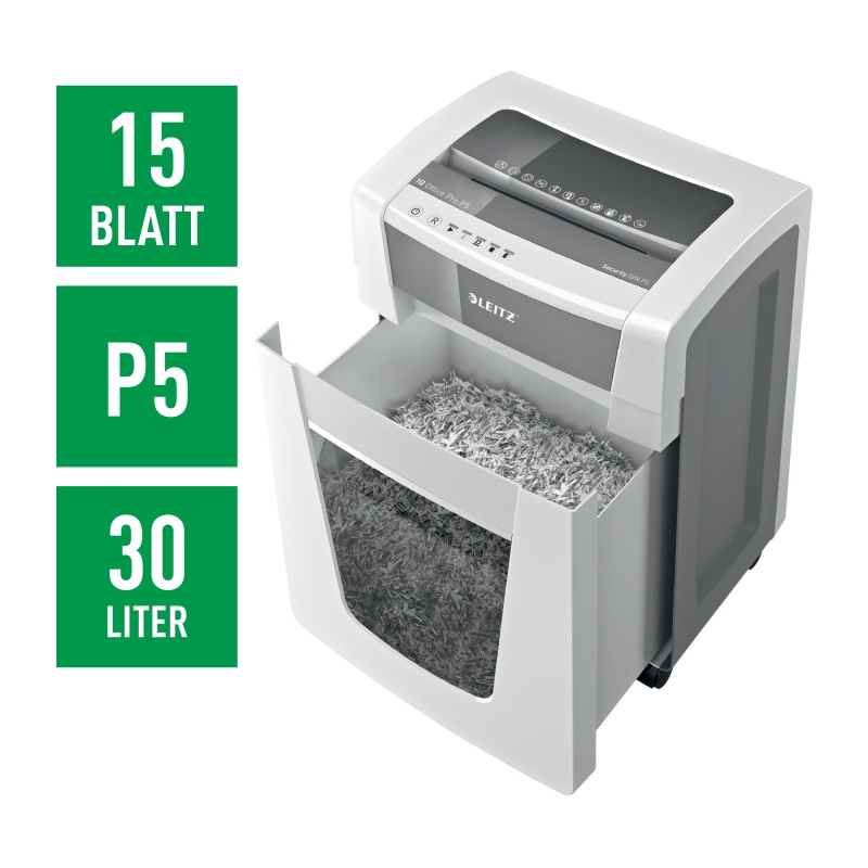 LEITZ Aktenvernichter IQ Office Pro Partikelschnitt P-5 weiß