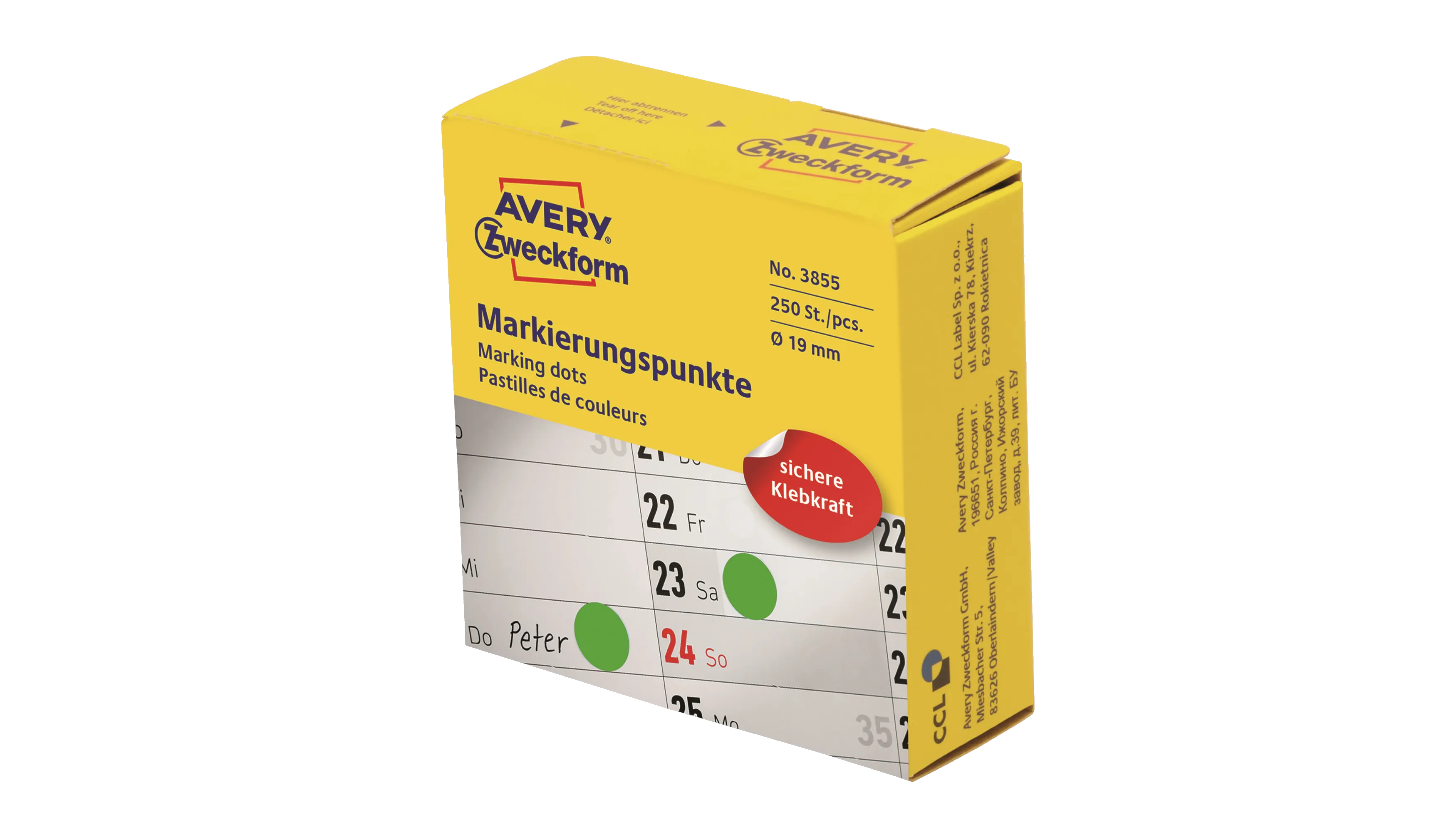 AVERY ZWECKFORM Markierungspunkt Ø 19 mm 250 Stück/Pack grün
