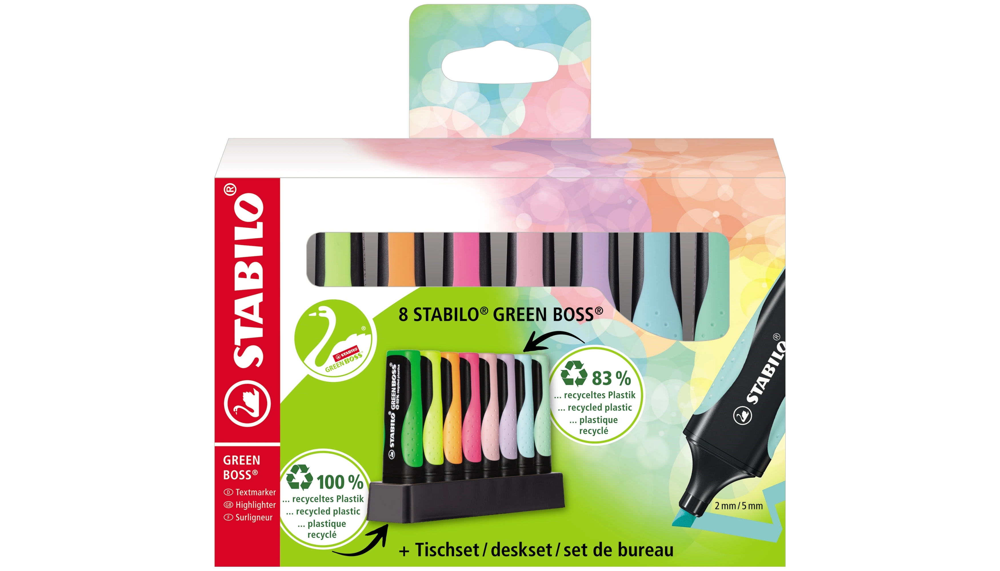 STABILO® Textmarker GREEN BOSS®  2-5 mm 8 Stück/Pack farbig sortiert