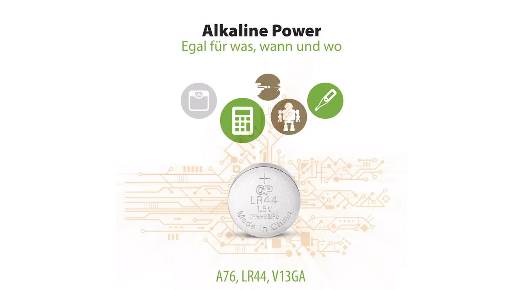 GP Knopfzellen V 13 GA/LR44 Alkali-Mangan 1,5 V 10 Stück/Pack