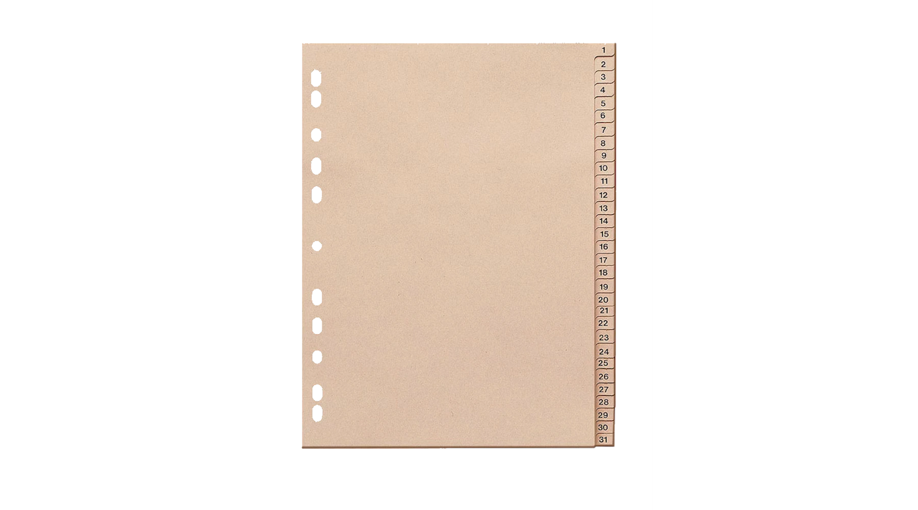 Ordnerregister Vollformat DIN A4 31-teilig 1-31 110 g/m² Papier 10 Satz/Pack chamois