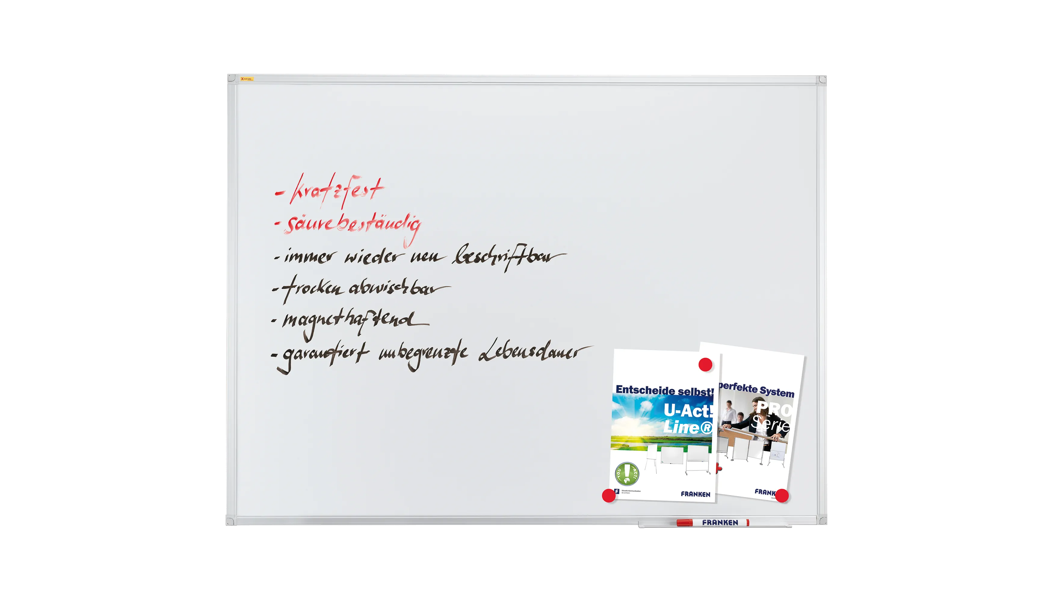 FRANKEN Whiteboard X-tra!Line 150 x100cm emailliert weiß