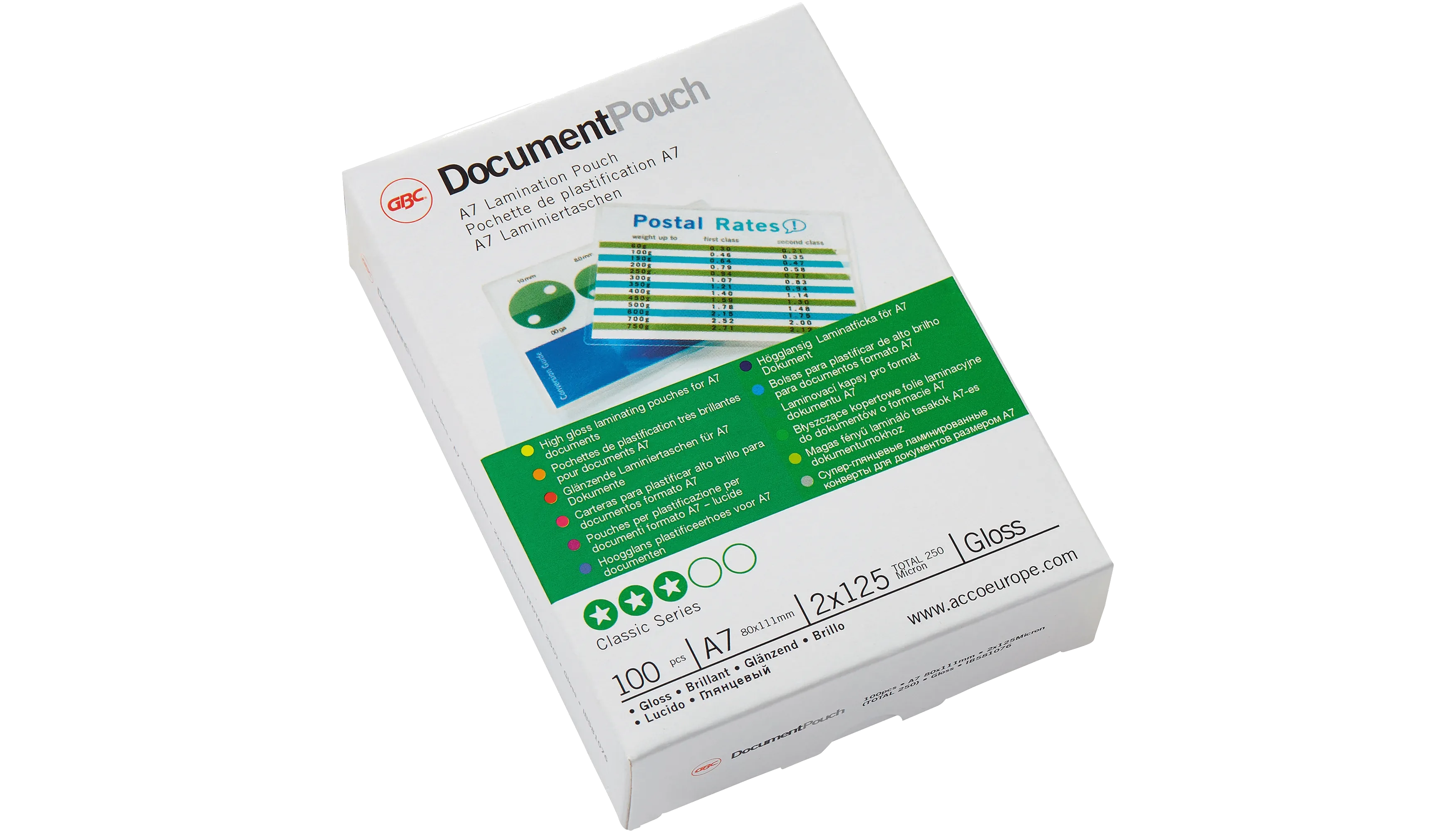 GBC® Laminierfolie Document™ Pouch DIN A7 125 µm 100 Stück/Pack glänzend transparent