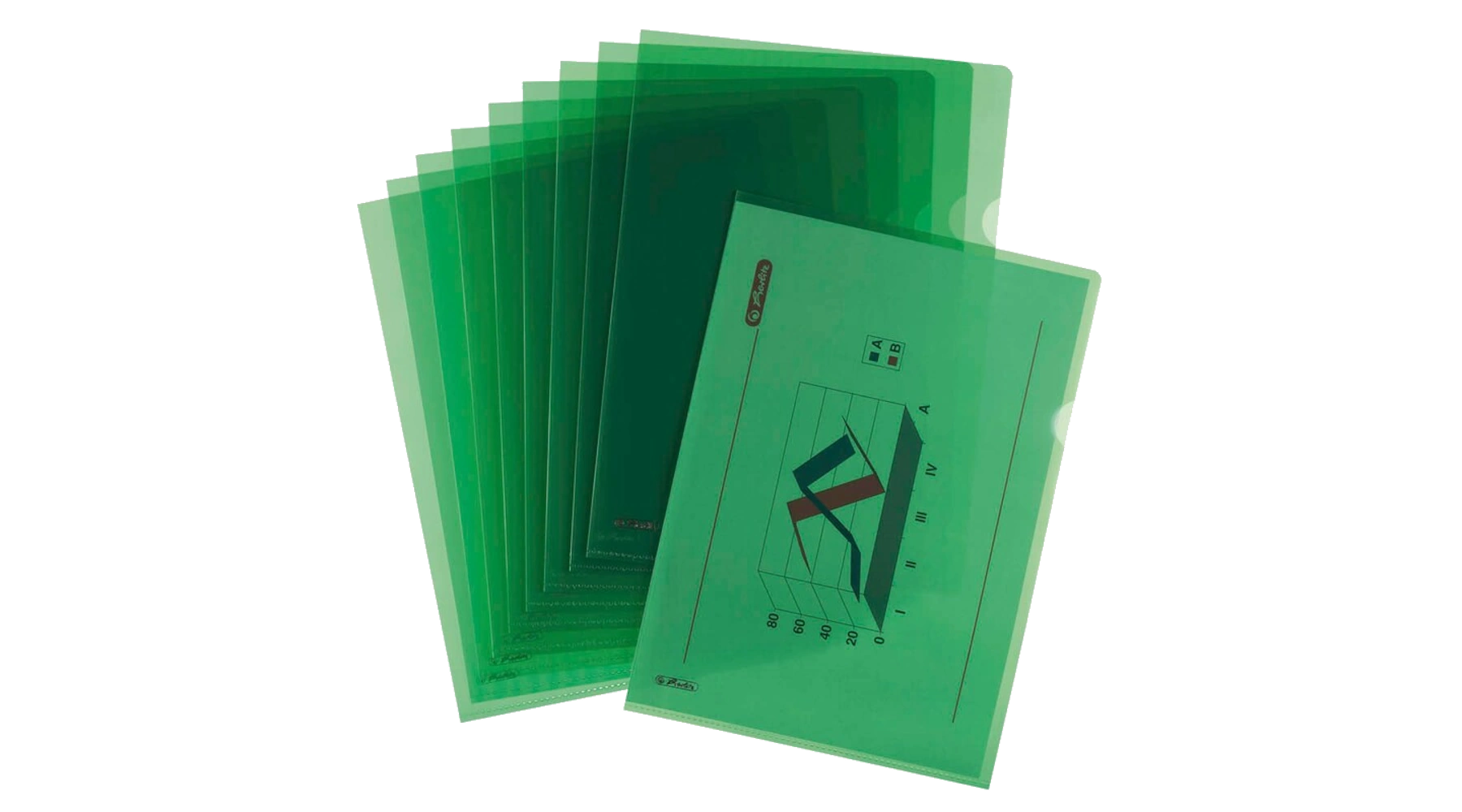 HERLITZ Sichthüllen DIN A4 0,19 mm genarbt 10 Stück/Pack grün