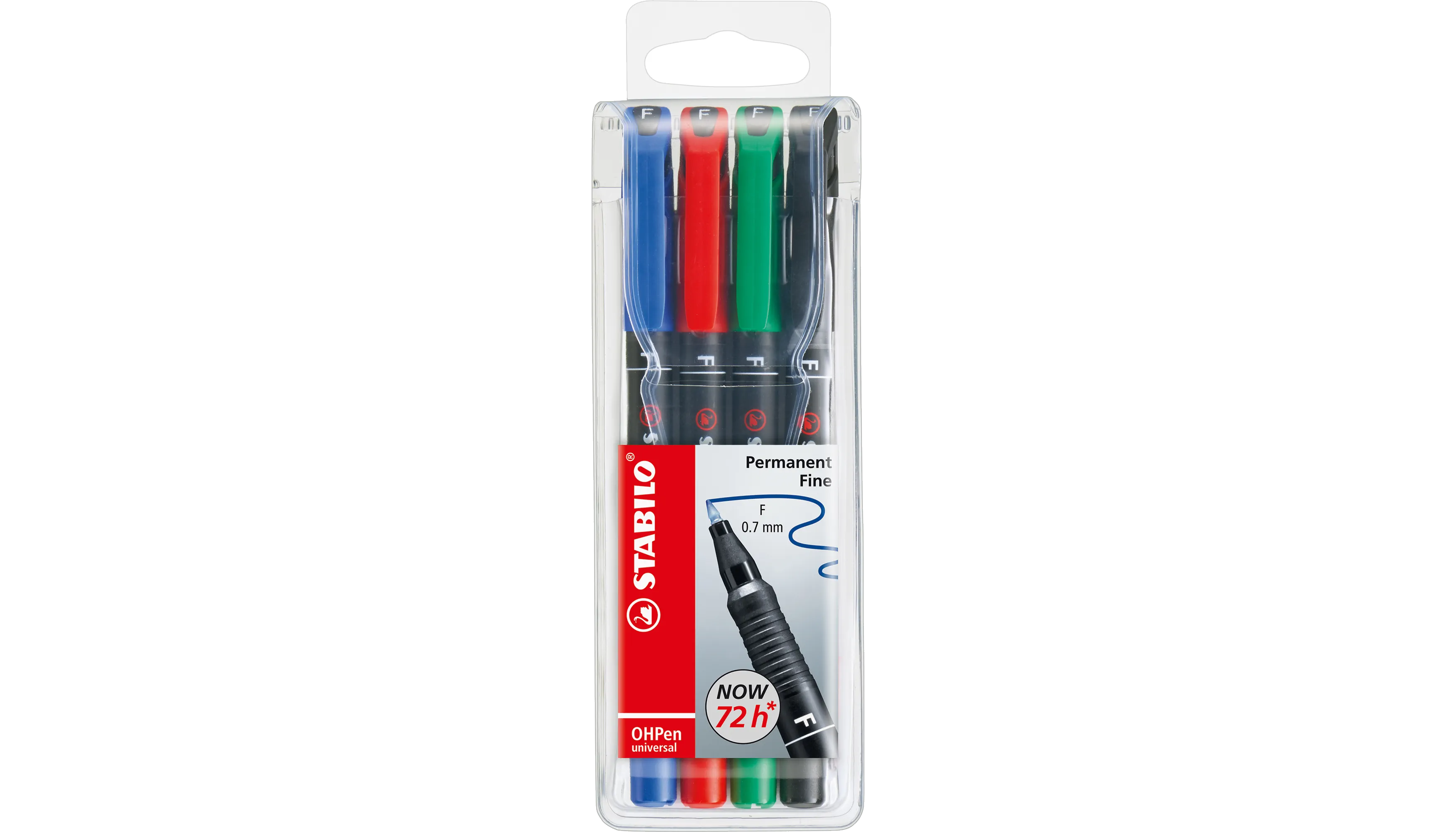 STABILO® Folienstift OHPen universal F 0,7 mm 4 Stück/Pack farbig sortiert