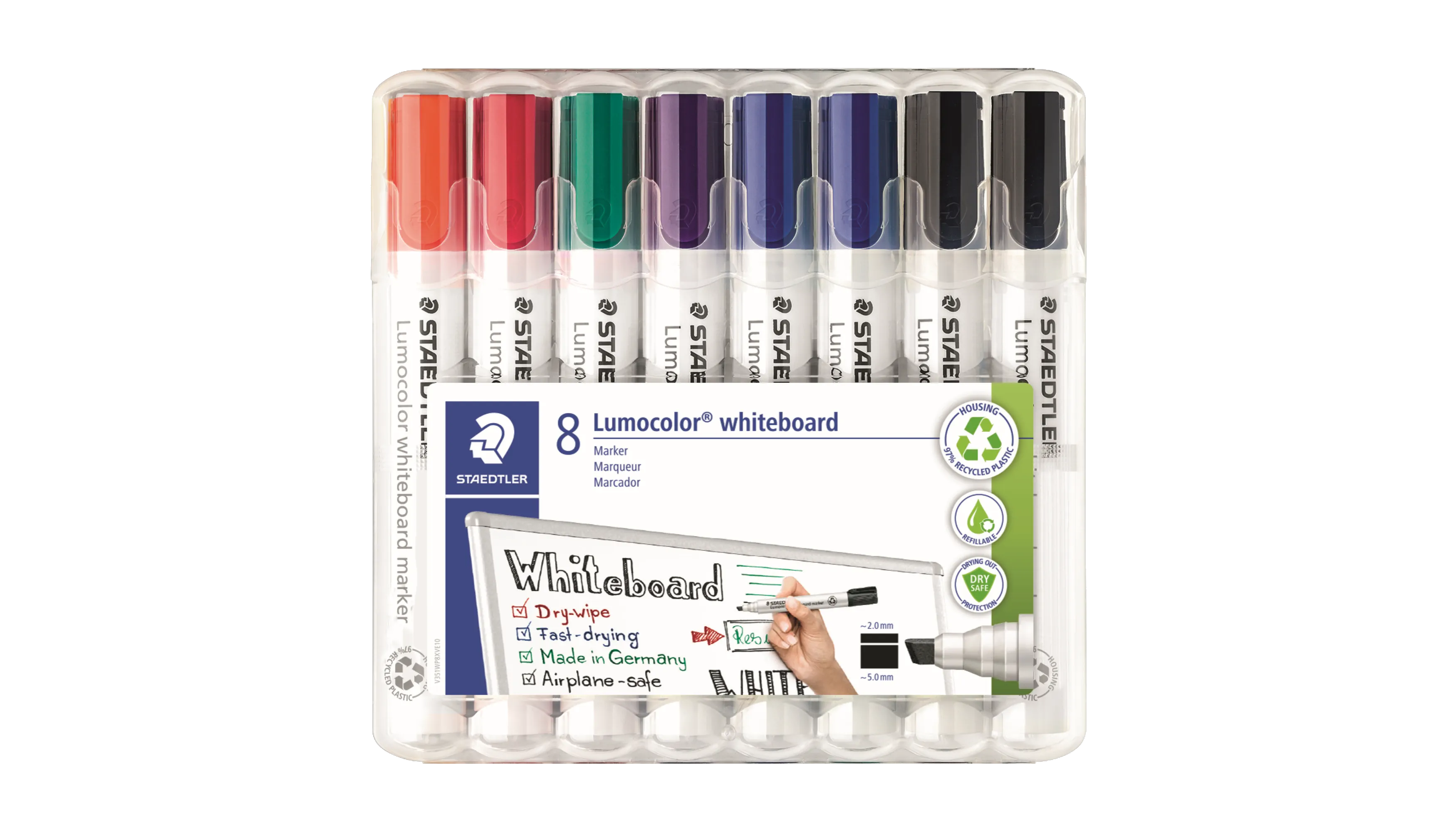 STAEDTLER Boardmarker Lumocolor 351 BWP8X  2-5 mm 8 Stück/Pack farbig sortiert