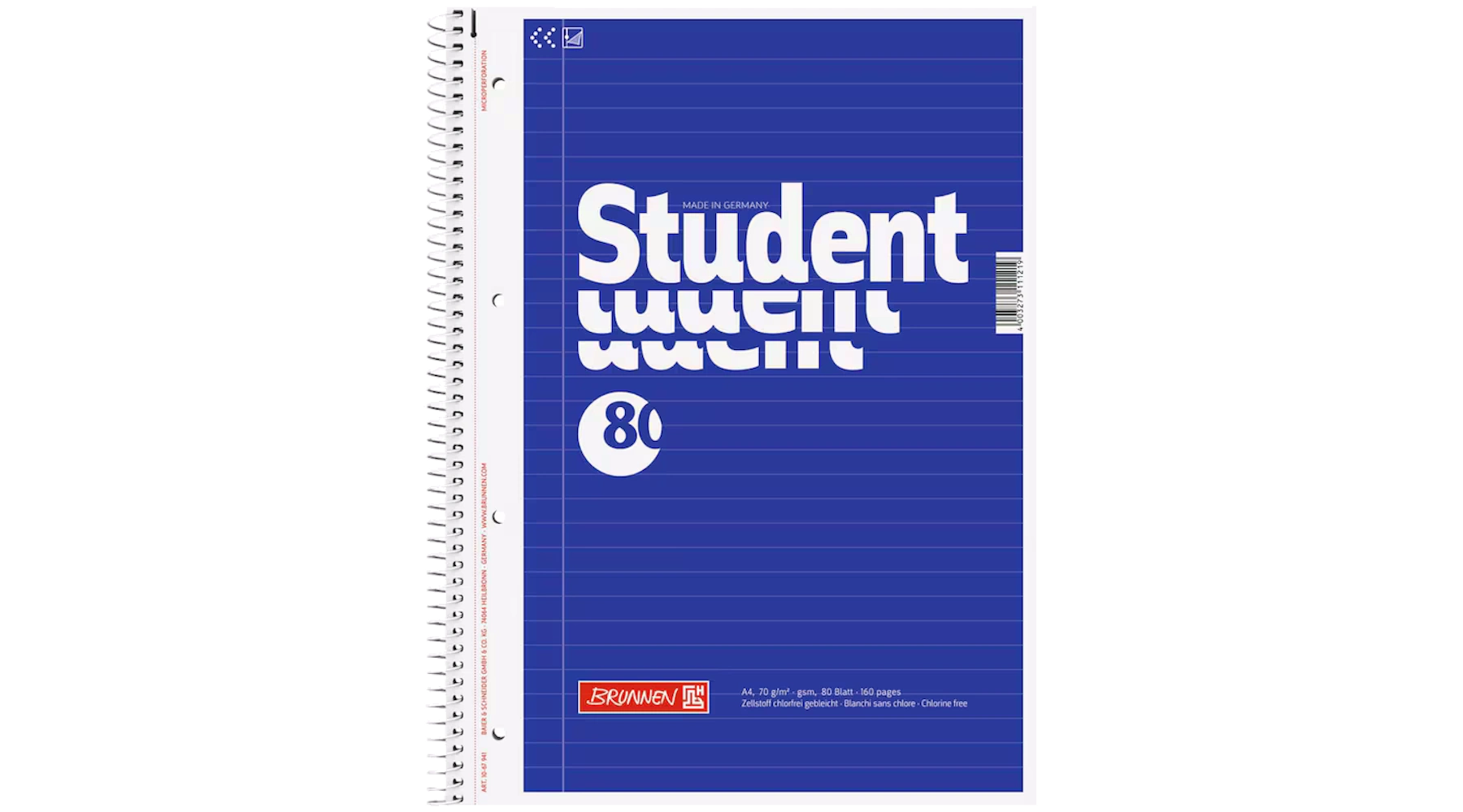 BRUNNEN Collegeblöcke Student DIN A4 liniert 70 g/m² 5 Blöcke/Pack blau