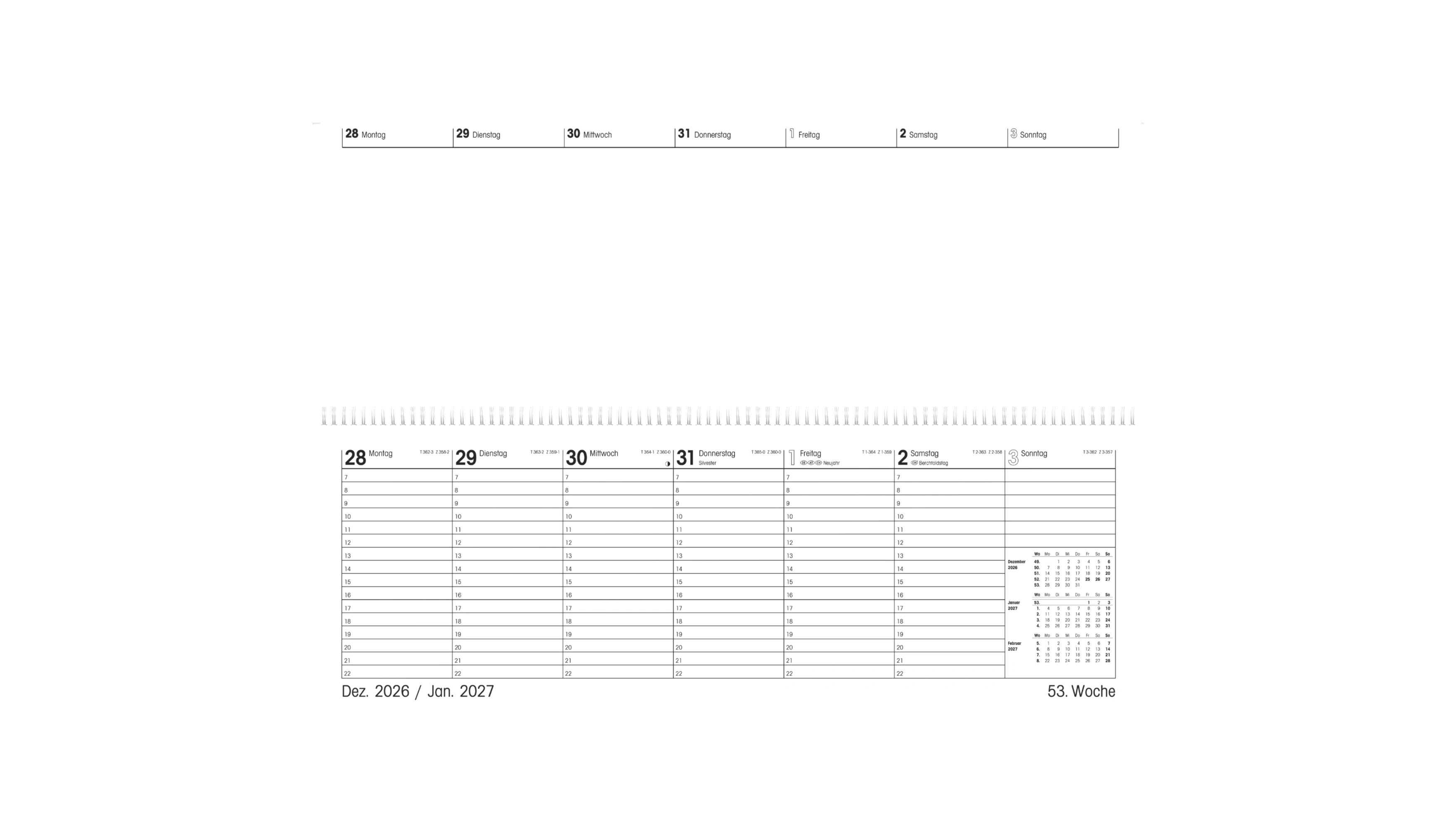 ZETTLER Querkalender Giganta 2027 1 Woche/2 Seiten 42,2 x 14,8 cm (B x H) grün